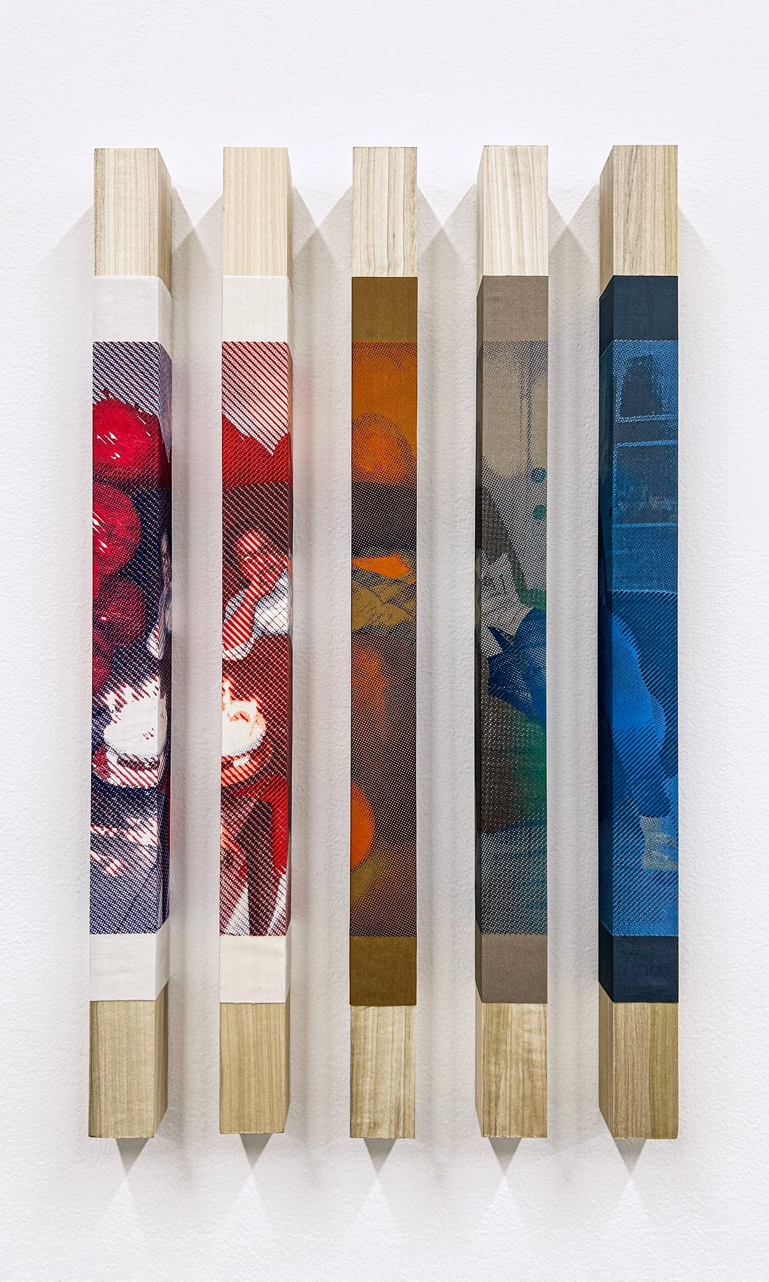   Provisional Monument for Aunty Woll ,  2026&nbsp;  Screenprint on fabric mounted on poplar wood, 26.5 × 15.75 × 1.75 in. 