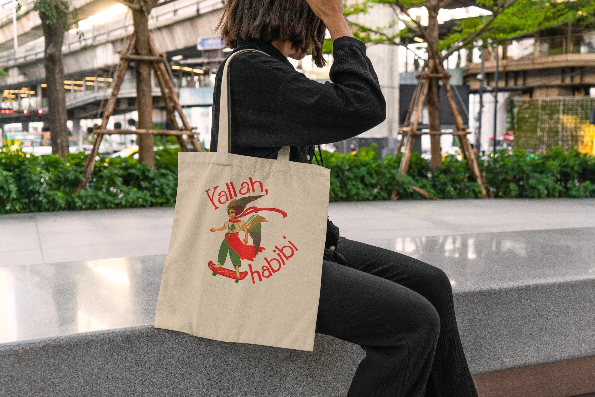 Yallah Habibi Tote Bag - Lebanon Arabic Aesthetics - Gift for her or him