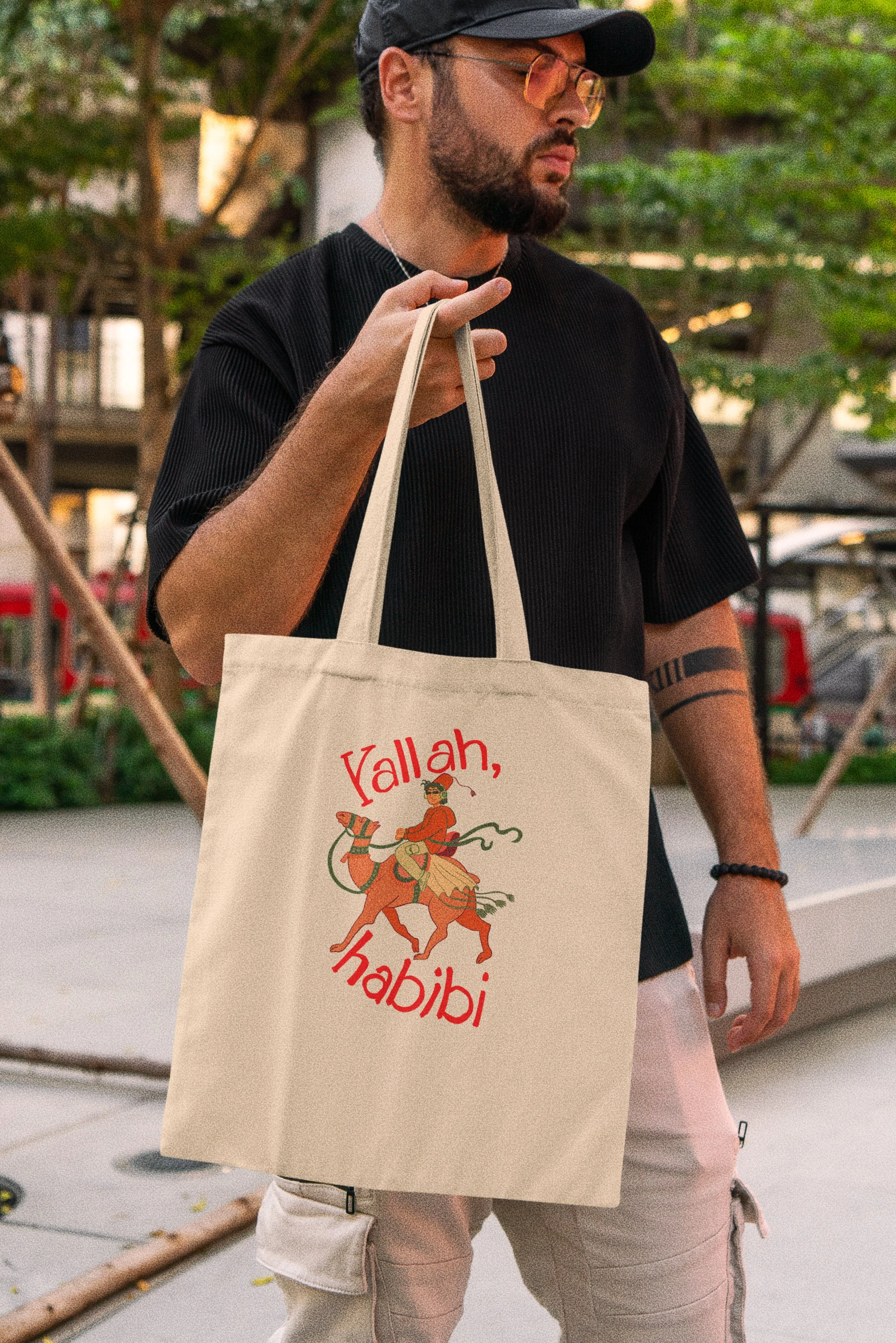 Yallah Habibi Tote Bag - Arabic Aesthetics - Gift for her or him