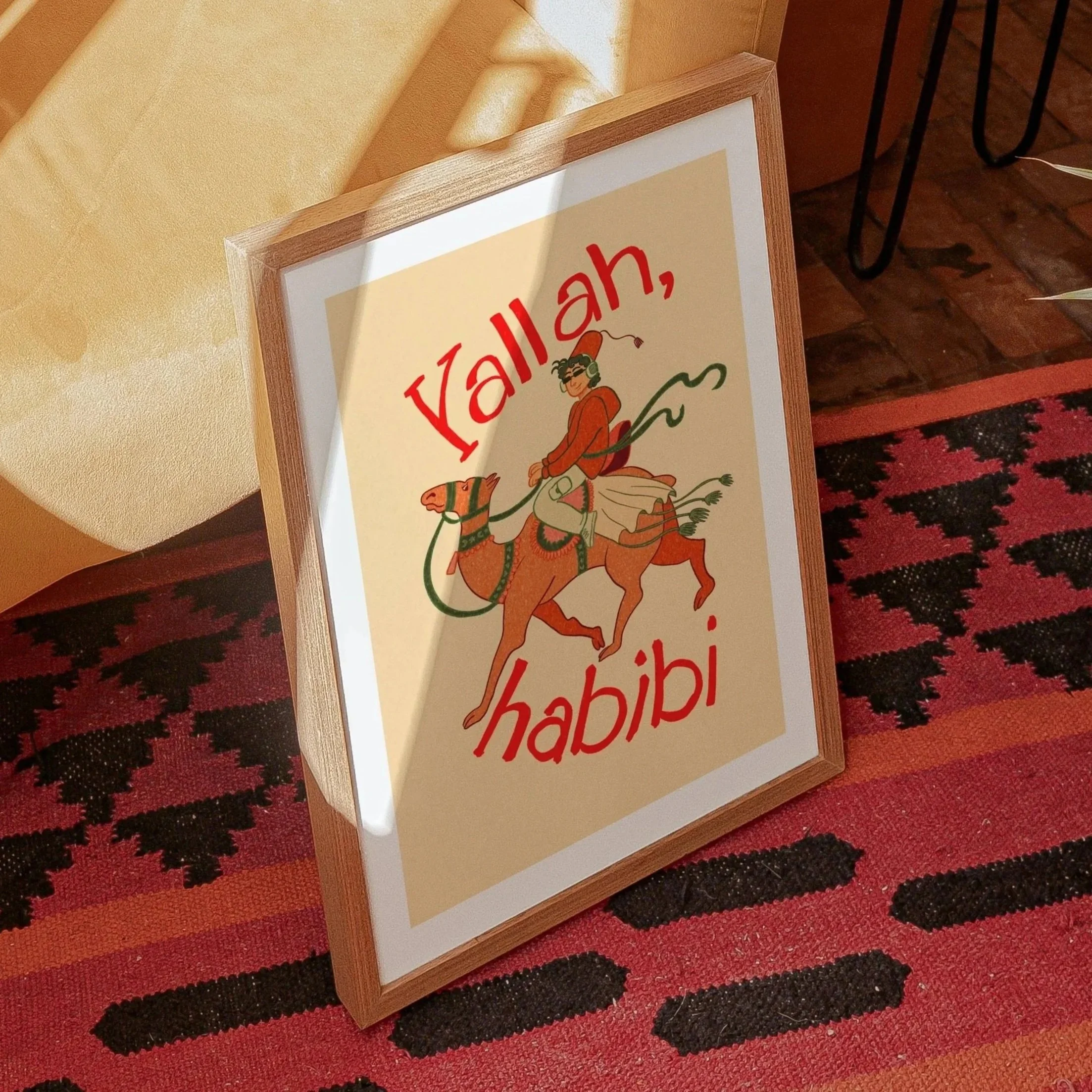 Yallah habibi Poster | Arabic Art print | Retro Decor | Eclectic Oriental Decor