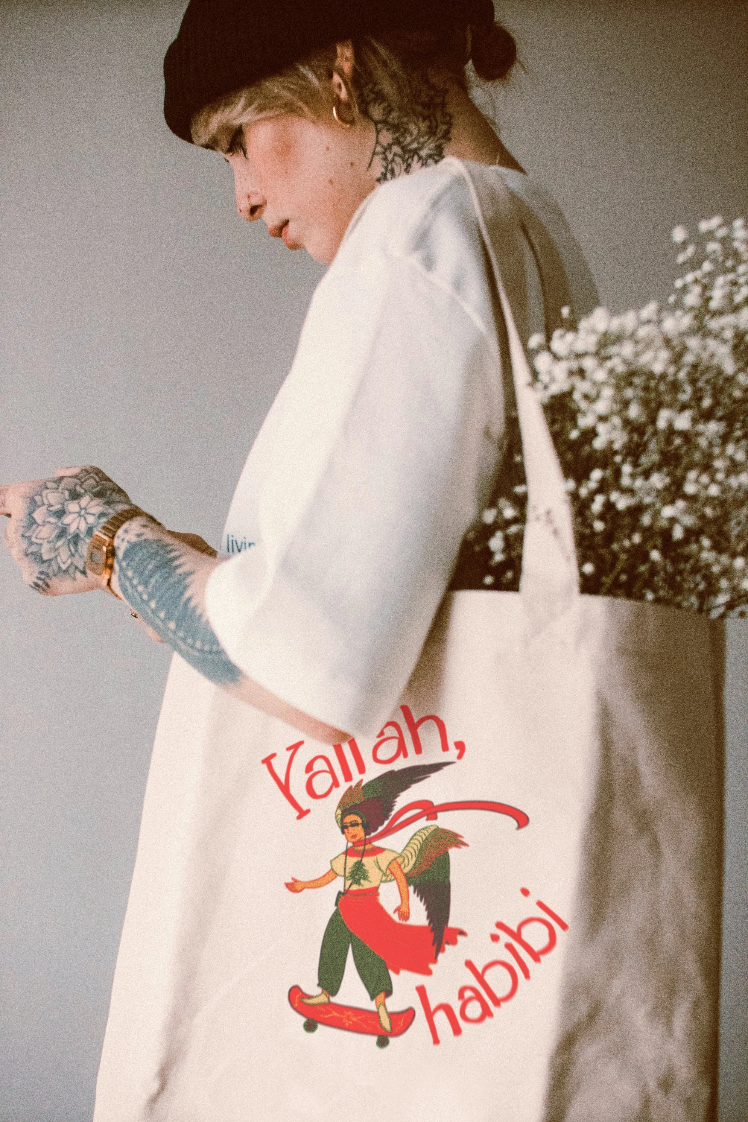 Yallah Habibi Tote Bag - Lebanon Arabic Aesthetics - Gift for her or him