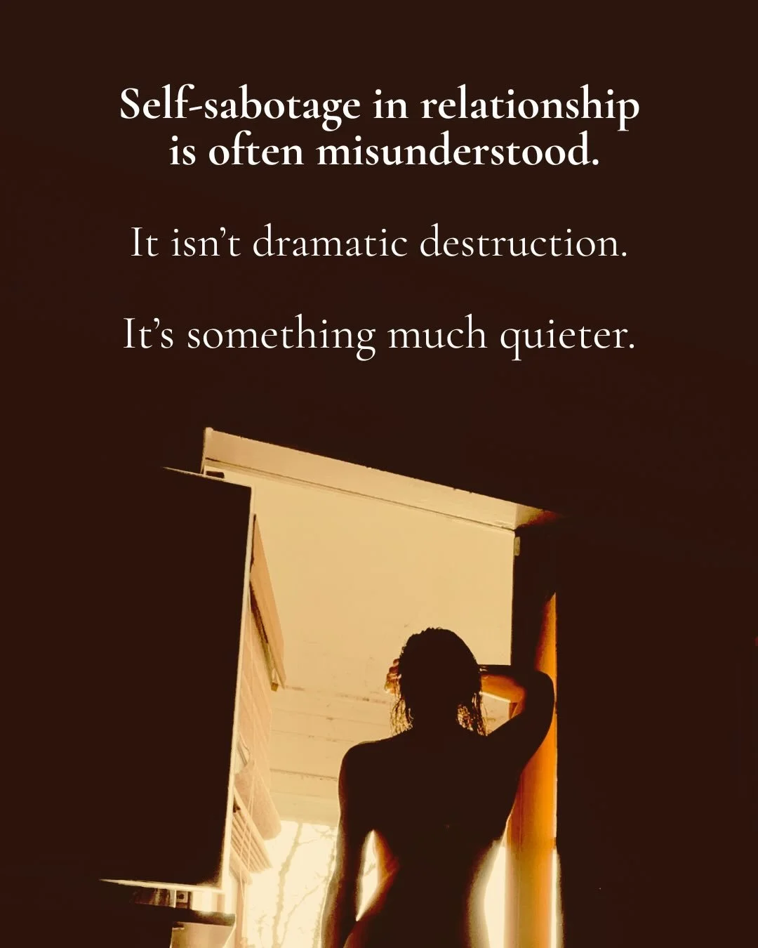 Many people believe self-sabotage in relationships comes from a lack of desire for intimacy.

In reality, it often comes from something much deeper:
a nervous system protecting the identity structure that once kept a person safe.

I wrote a longer pi