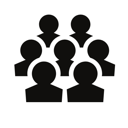 Geometric drawing of an outline square with sections divided by vertical, horizontal, and half circle lines.