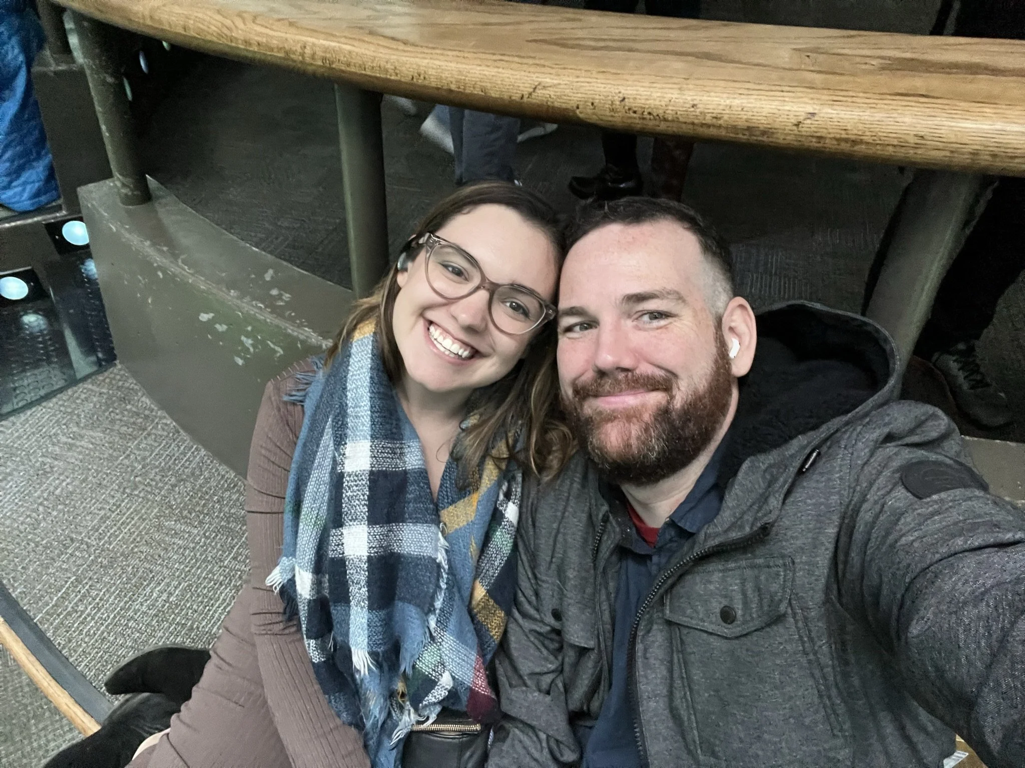 Listening to music at the aquarium - little did we know we'd get engaged here