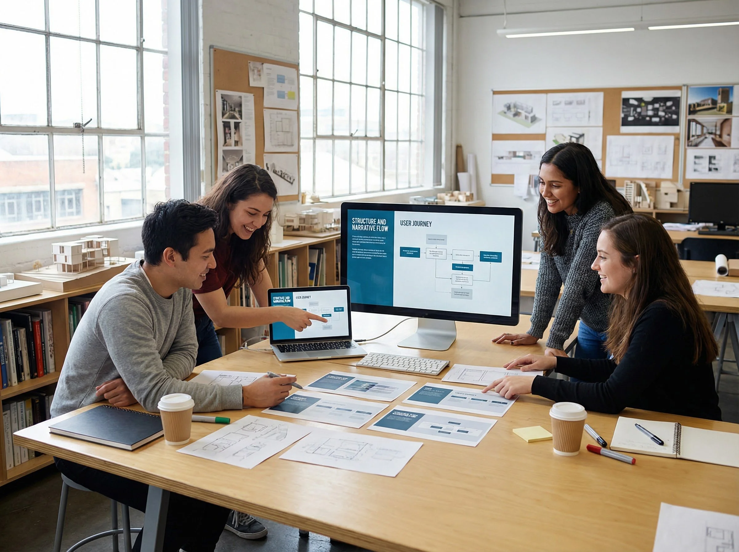 Students creating a pith deck in a collaborative way