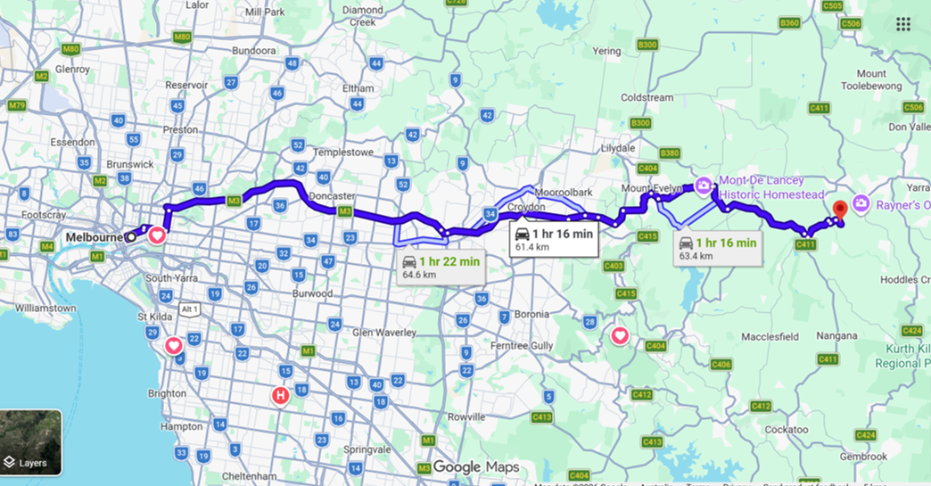 Map - Melbourne to Yellingbo.png