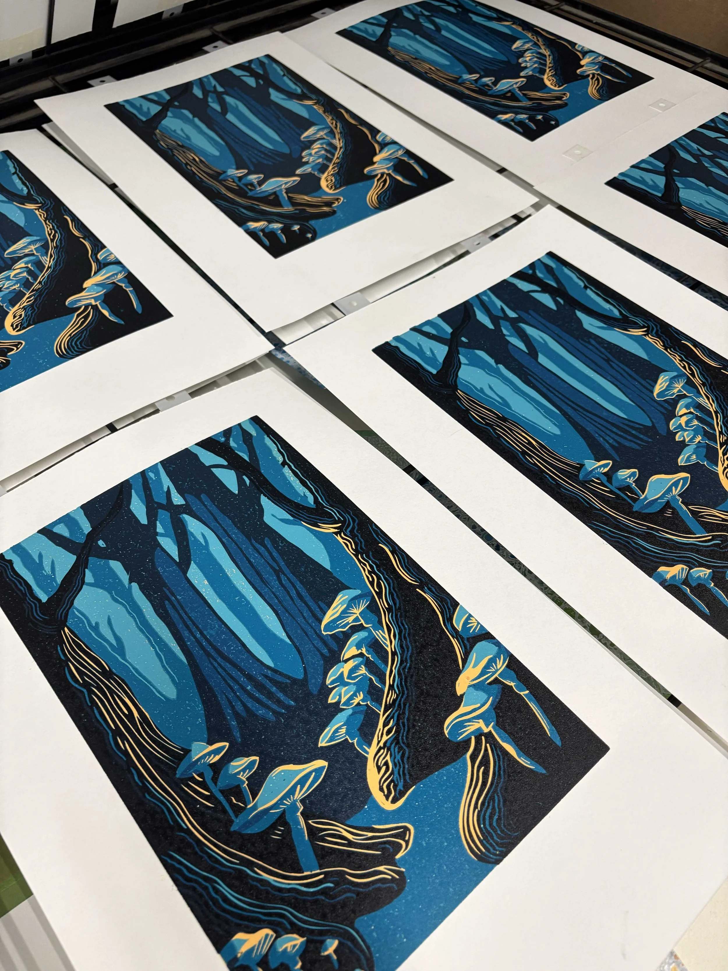 Mushroom Foresr - Lino print - Elizabeth Hall 2.jpg