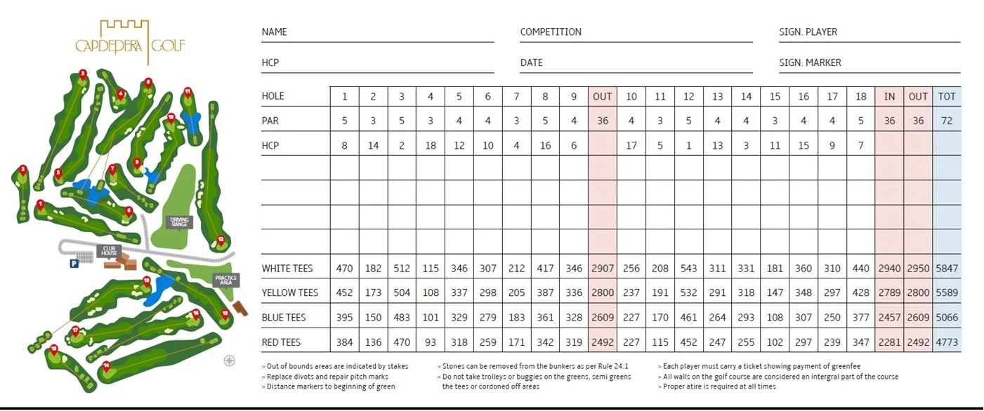 Capdepera Golf Scorecard, Mallorca