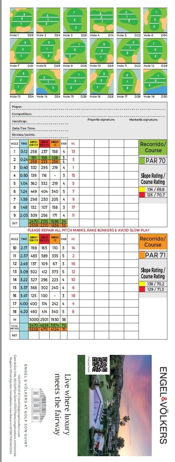 Golf Son Vida Scorecard, Mallorca