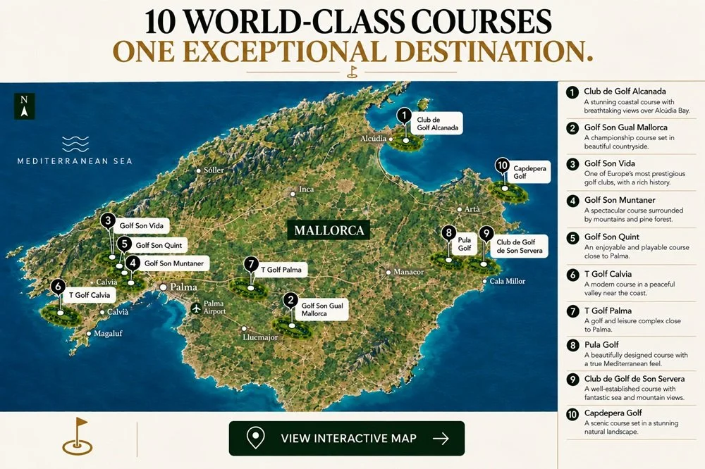Map of golf courses in Majorca