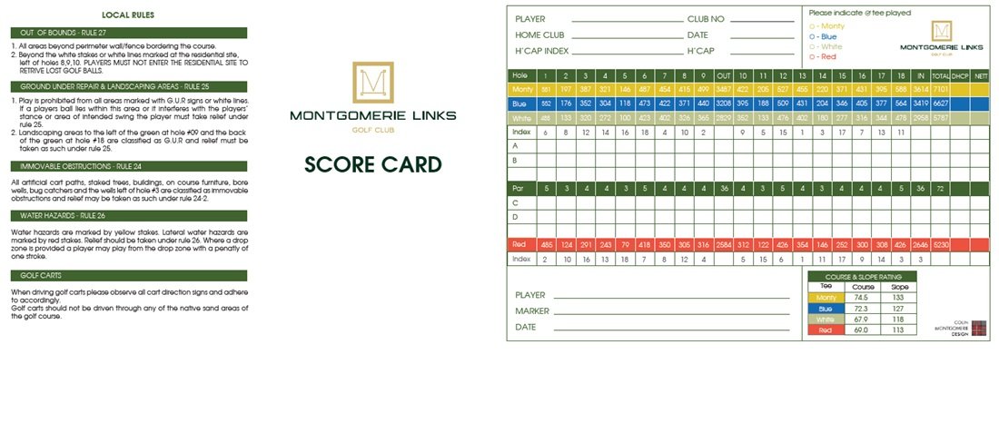 Montgomerie Links Scorecard, Vietnam