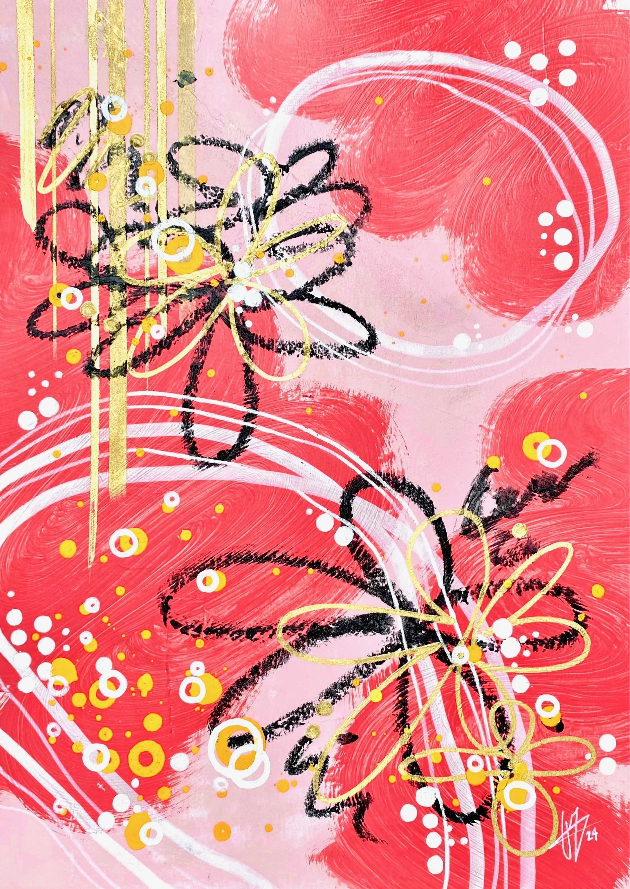 'Grapefruit' by Eryn Marshall, 29.7x42cm, mixed-media on canvas paper, 2024