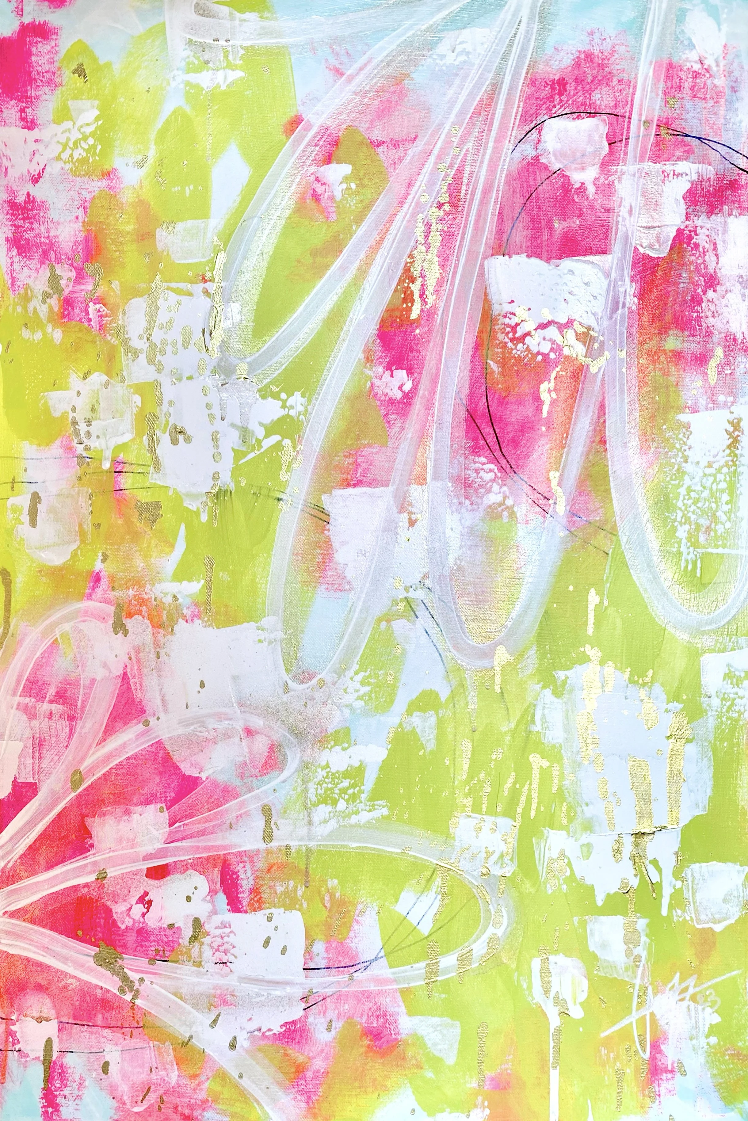 'Watermelon Daiquiri' by Eryn Marshall, 50x76cm, mixed-media on stretched canvas, 2023