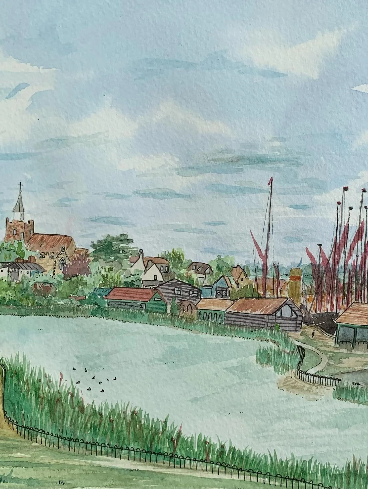I wanted to post close up of this painting ✨ 

#morning #maldon #watercolour #illustration #observational