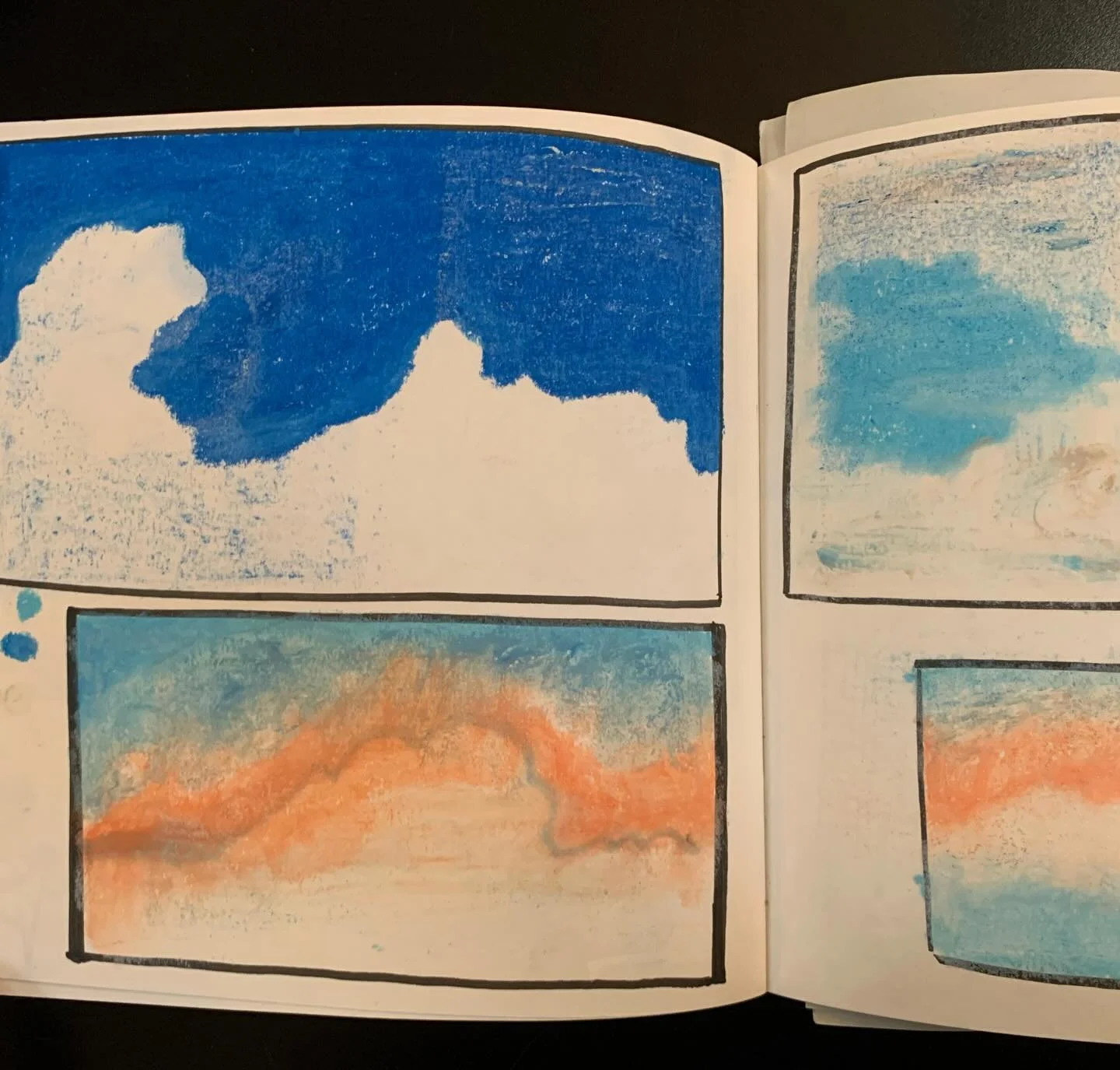 I&rsquo;m really looking forward to more blue skies and the summer 🌞💙 I was experimenting with oil pastels here and texture ✨