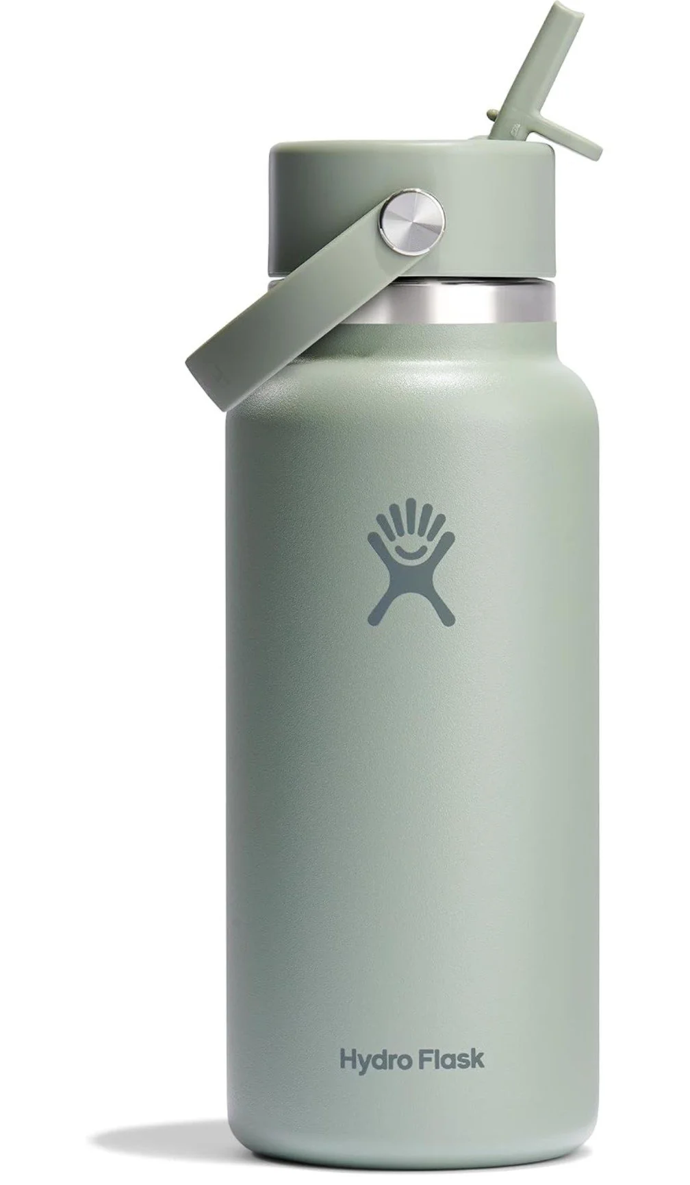 Hydro Flask Water Bottle - Insulated Stainless Steel - Wide Mouth Flex Straw Lid, Non Spill, Leakproof and Refillable in 32 Oz