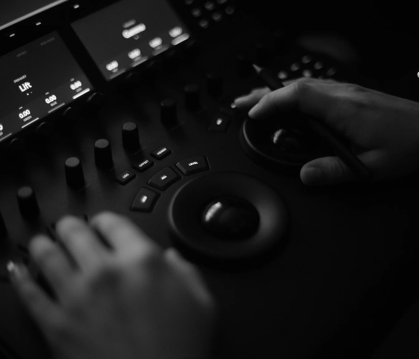 Blackmagic mini panel, Luke while grading.