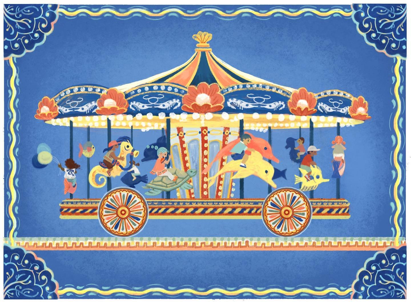Step into the enchanting world of August with ocean carousel-themed calendar 🌊🎠 Royal blue has been my theme color of the year. Hoping everyone is staying cool this summer!⭐️

Wallpaper link in bio🐠