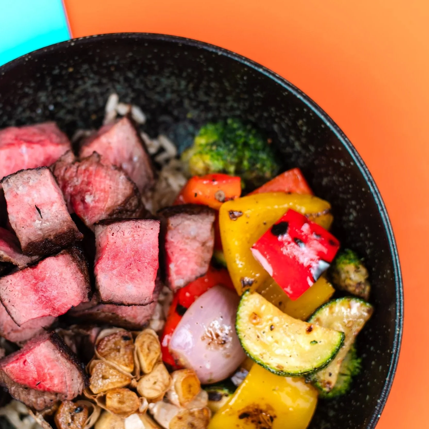 Beef Boi, premium australian sirloin, grilled veggies and house chimichurri