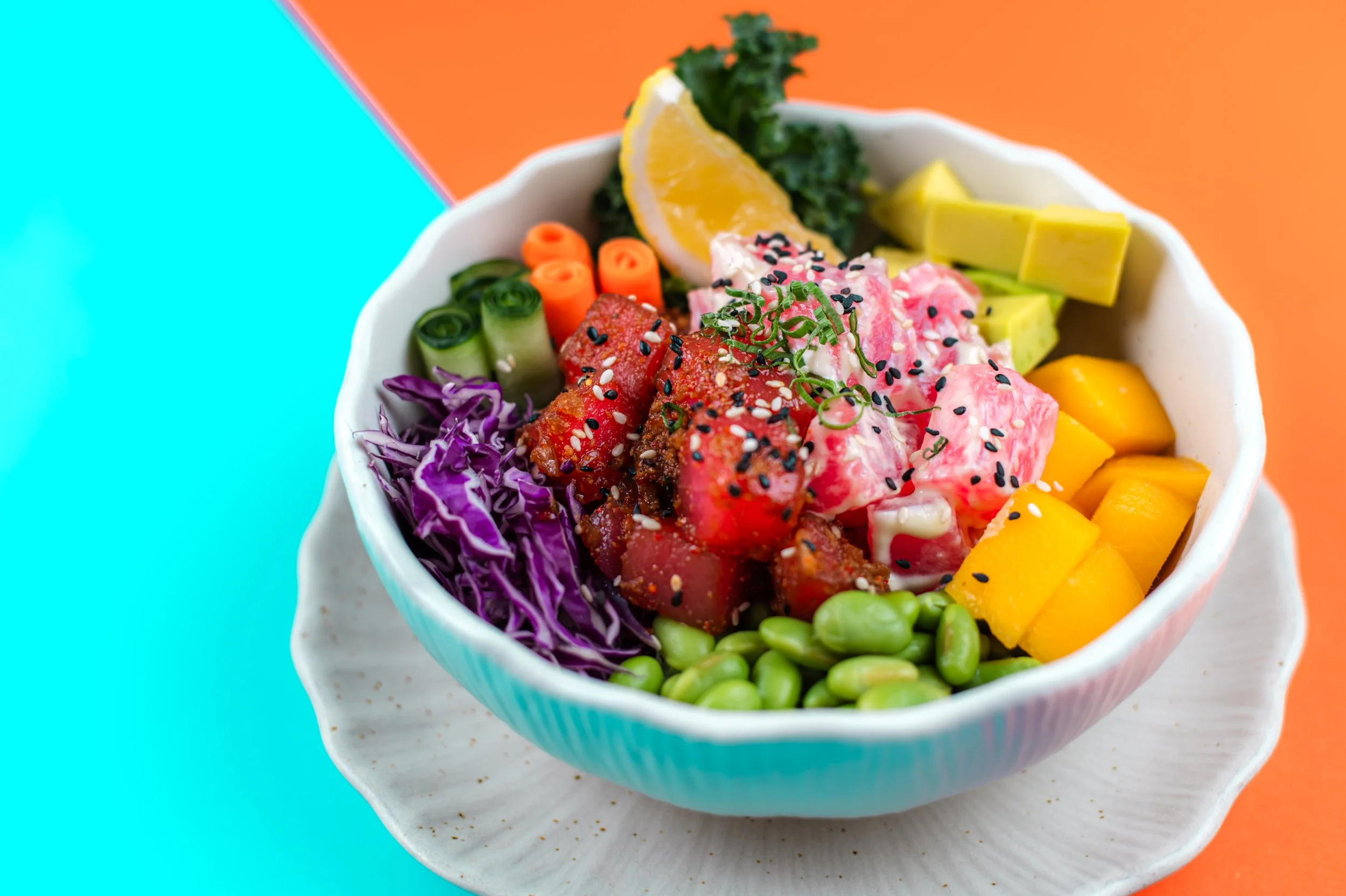Tuna Poke bowls, with Hawaii spicy or wazabi mayo sauce