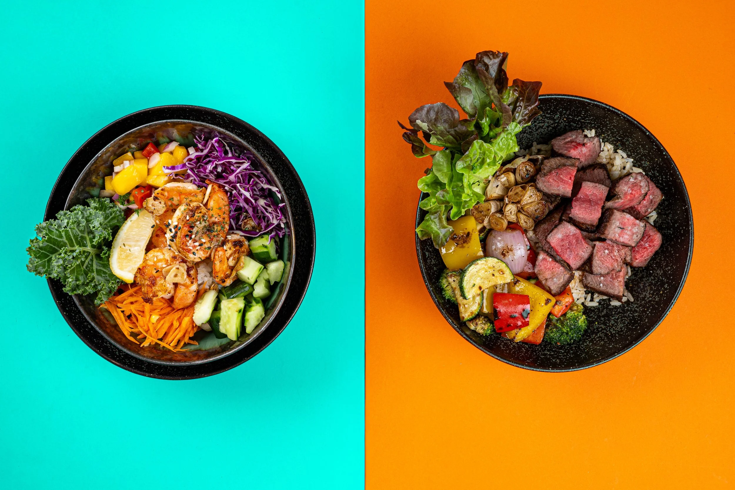 Shrimp and  premium sirloin healthy  poke bowl