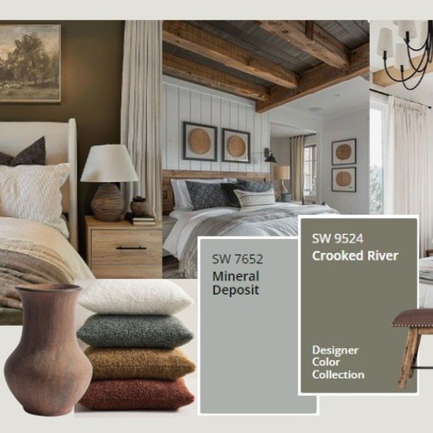 Loving the cozy vibe of my clients Primary Suite. A style where a polished, mature, ranch meets a cozy rustic cabin with warm neautral colors. They have the perfect niched ceiling that I can't wait to see wood beams on.

Looking to upgrade your Prima