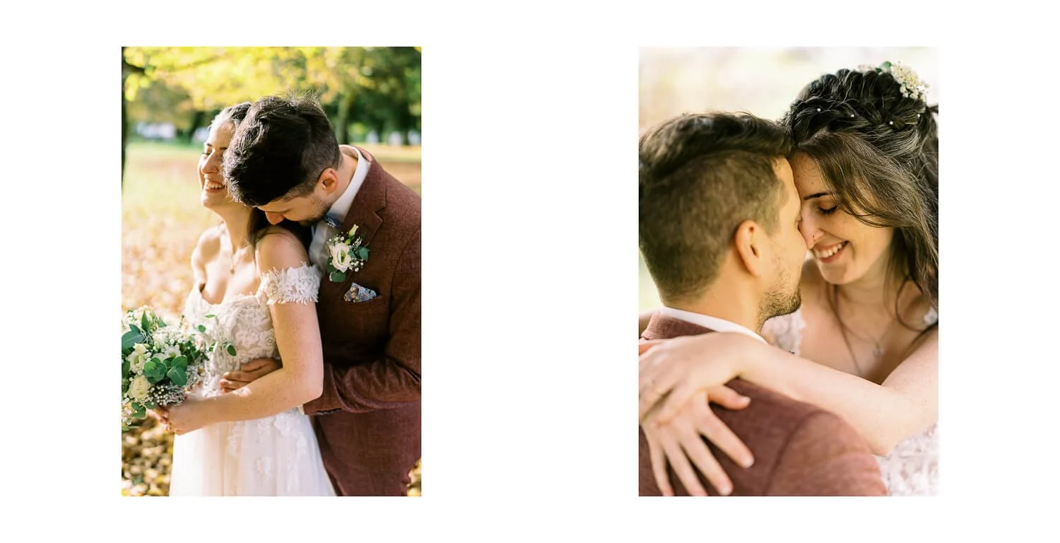 Innige Paarmomente des Brautpaares bei herbstlichen Paarfotos in Oberstdorf