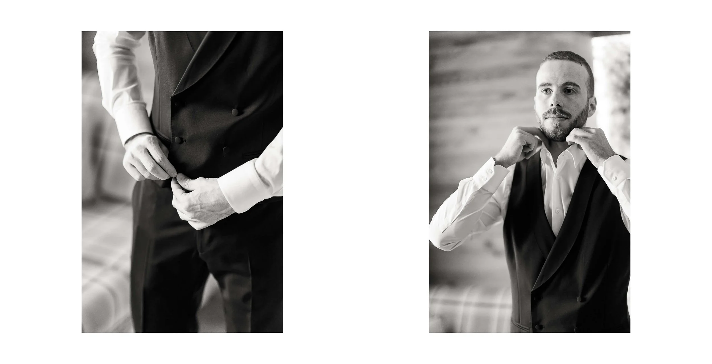 Hochzeit Bad Woerishofen Fotoshooting Braeutigam Getting Ready Vorbereitungen Schwarz-Weiss