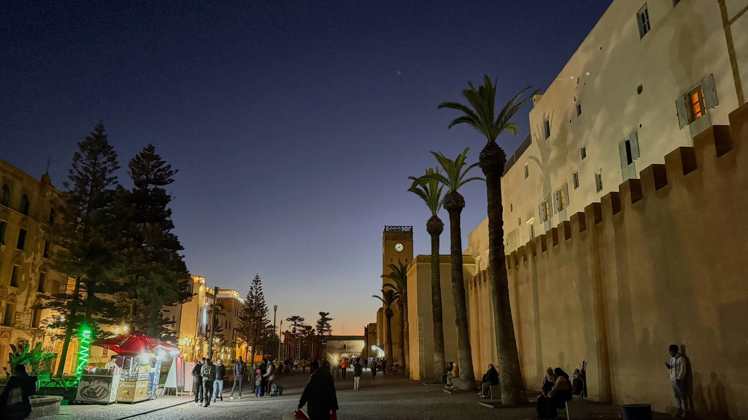Essaouira - Clock Tower with Town Wall 