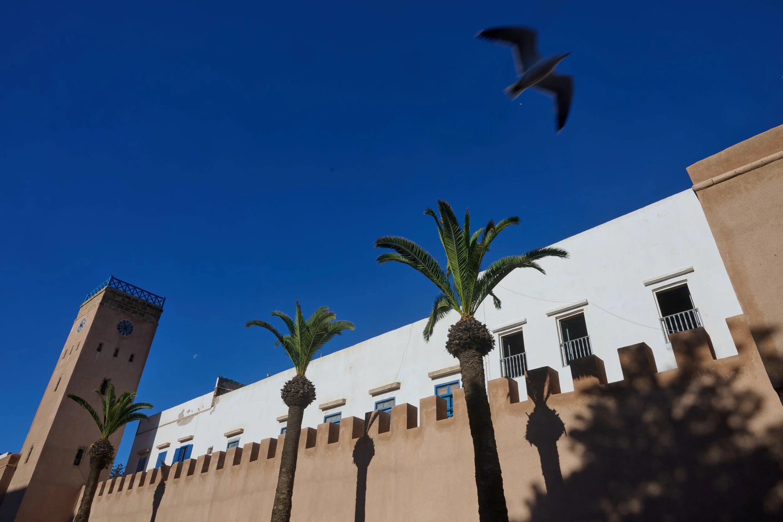 Essaouira - Clock Tower with Town Wall 