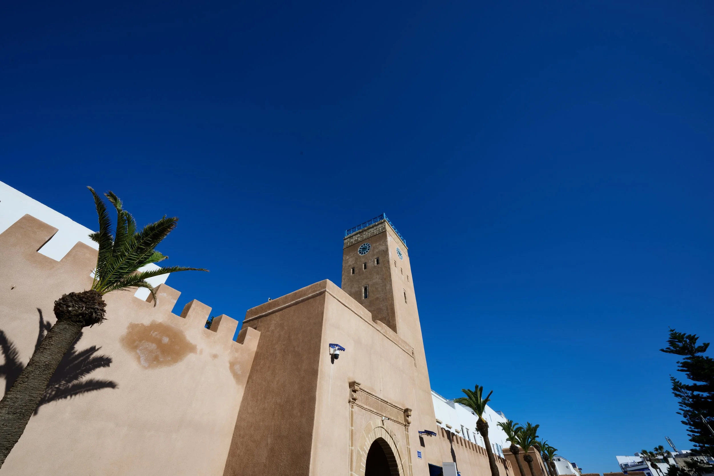 Essaouira - Clock Tower with Town Wall 