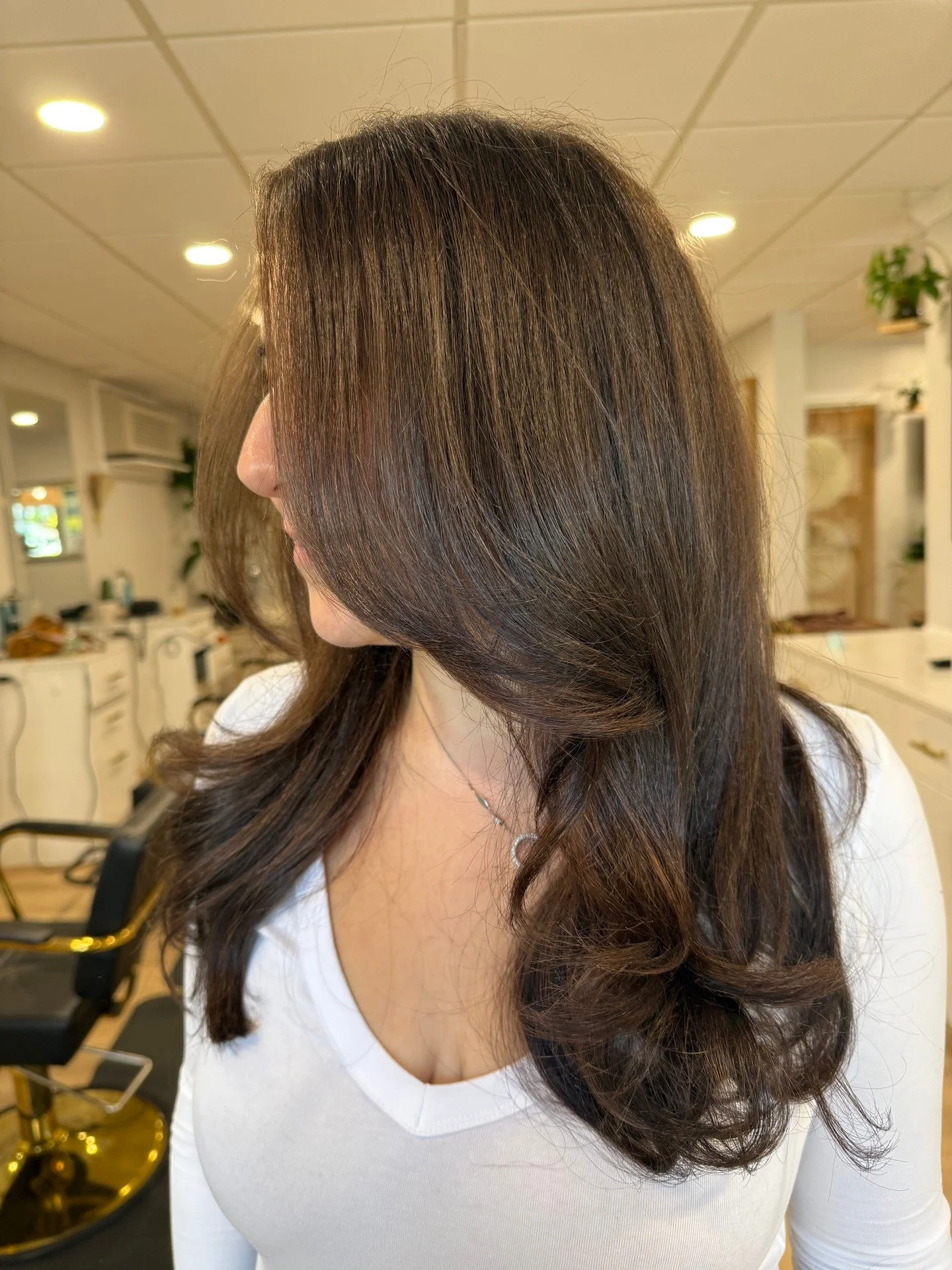 Brunette season hits different when it&rsquo;s wrapped in holiday glow 🤎✨ Rich, dimensional brunette by @hairxzoie