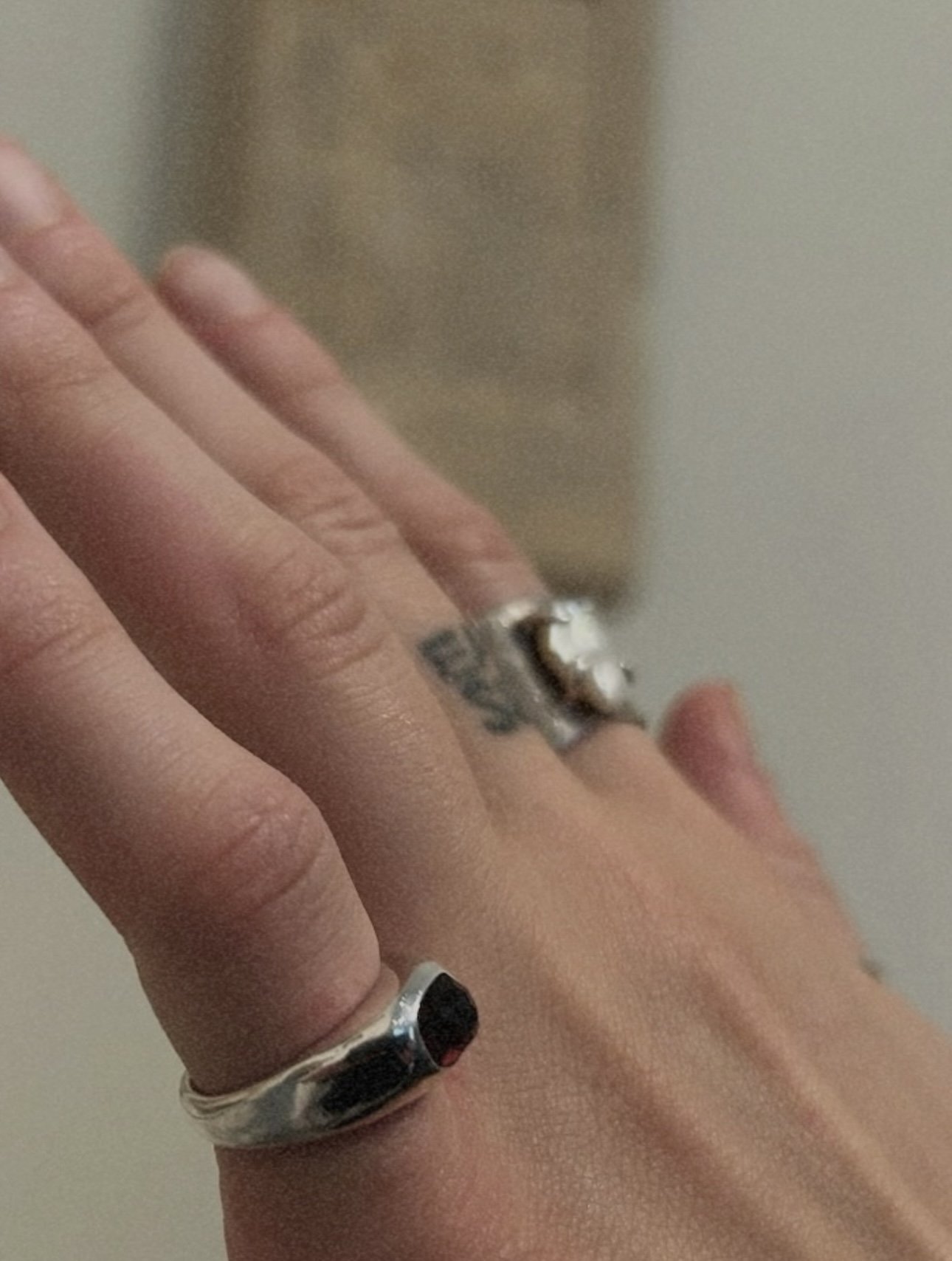Custom rose cut natural garnet ring