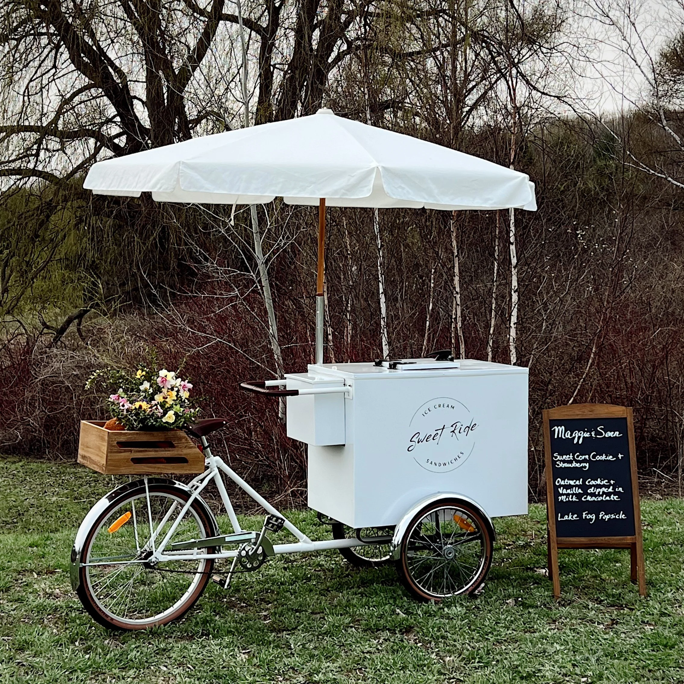 Standing Chalkboard Sign, Wooden Rear Basket
