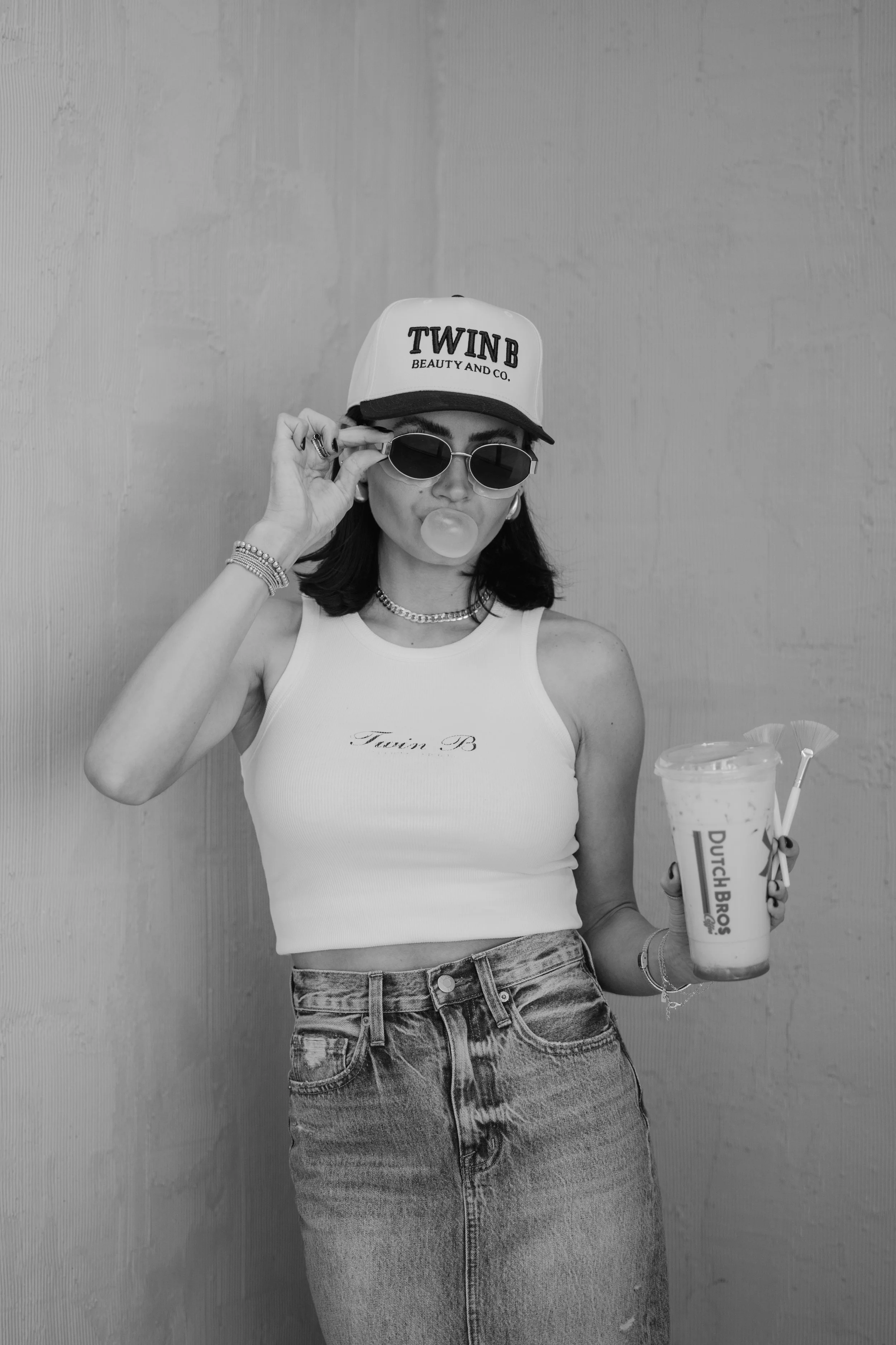 Modern lifestyle image of a licensed esthetician representing Twin B Beauty Co in Canyon Texas, reflecting a contemporary beauty brand focused on skincare services, lash extensions, brow treatments, and luxury retail skincare products.