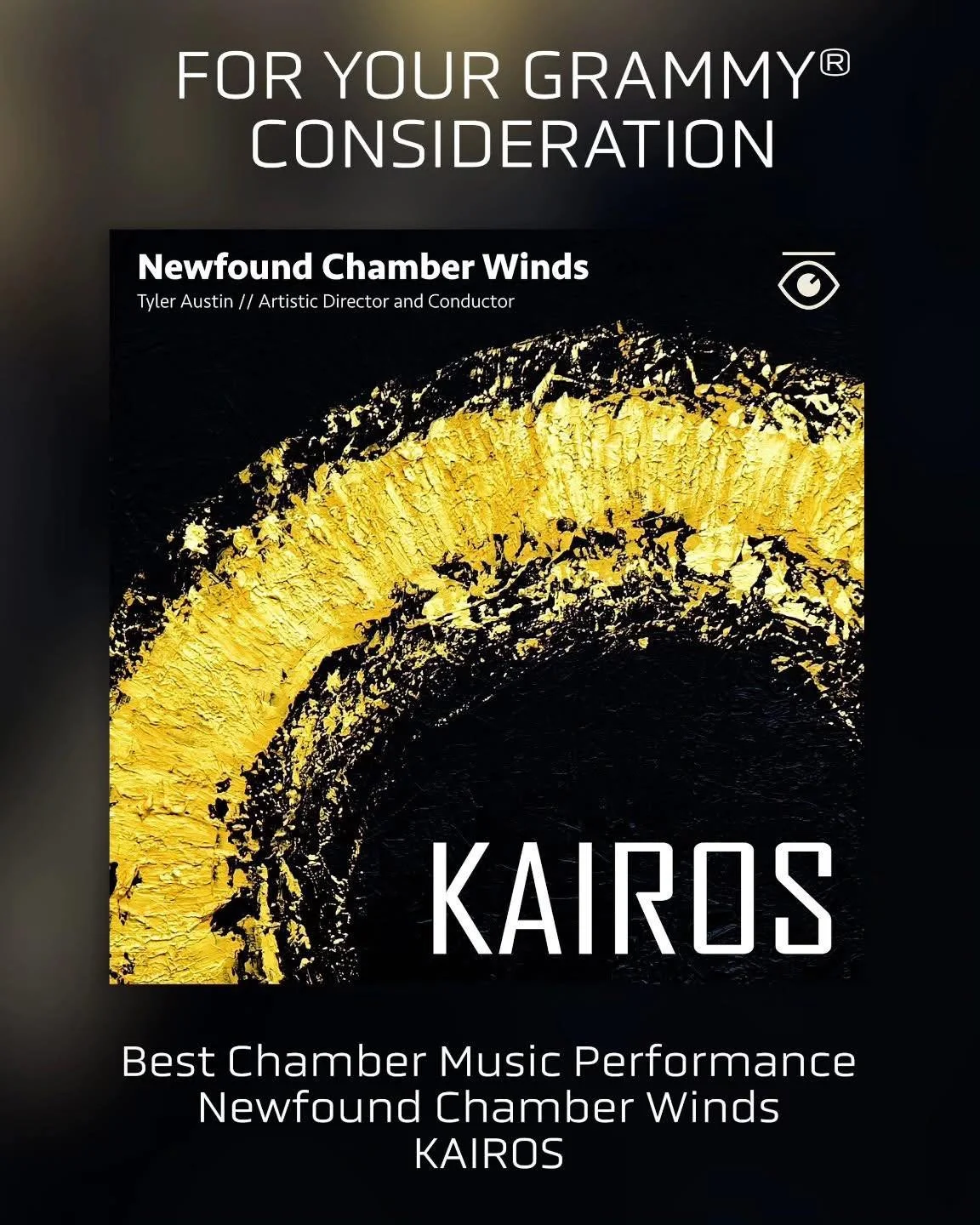 For your Grammy consideration:
Best Chamber Music Performance
Newfound Chamber Winds album KAIROS, feauturing works by David Biedenbender, Anna Clyne, Caroline Shaw (arr. Danielle Fisher), and Jeff Scott. 

Led by Director Tyler Austin and Producer E