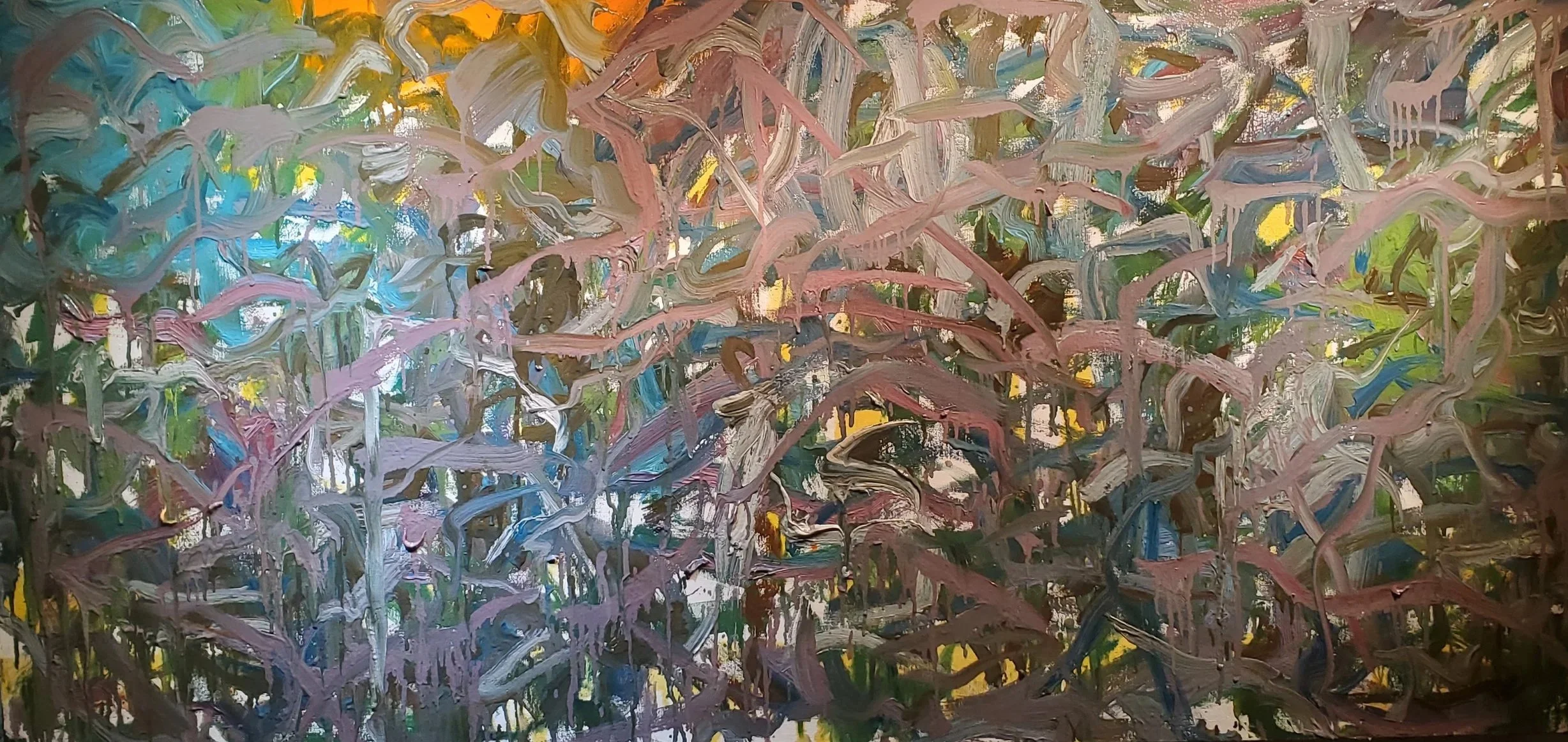Neuroplexia, Dec. 2025, Oil on linen, 30x 65.5 inches