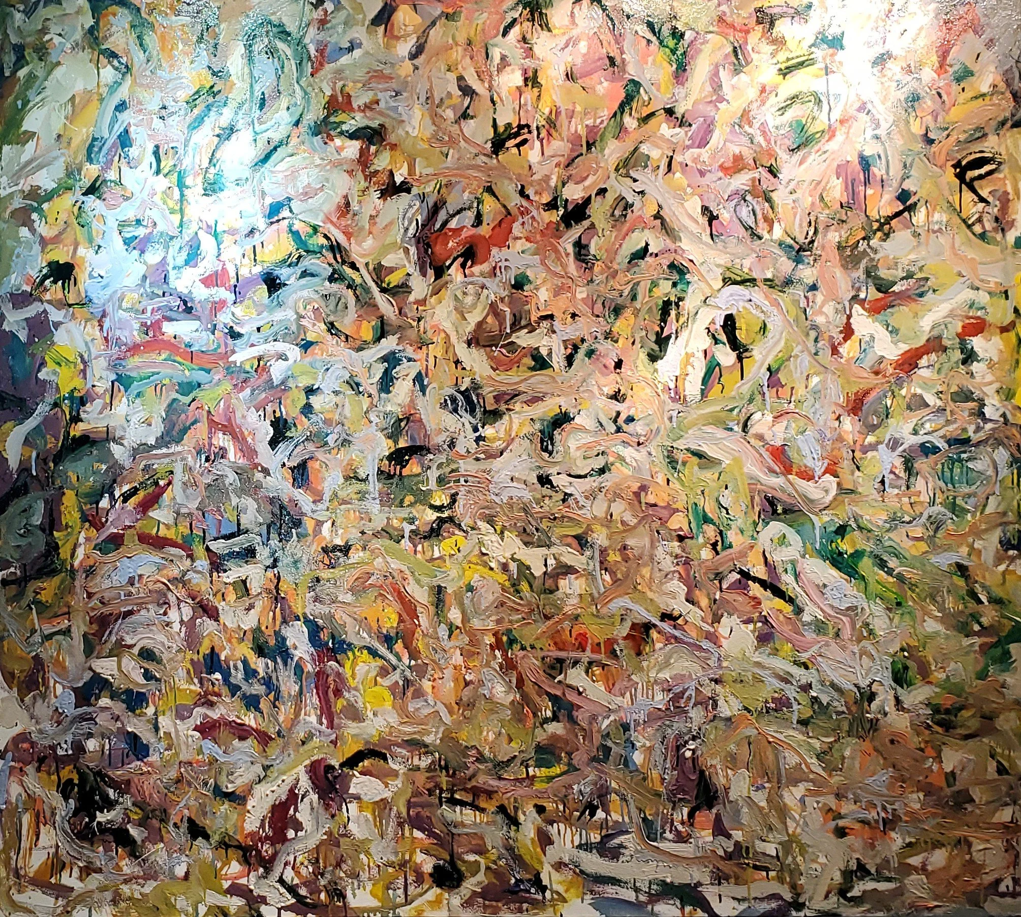 New oil on canvas, 58x 64.5 drying on floor, finished