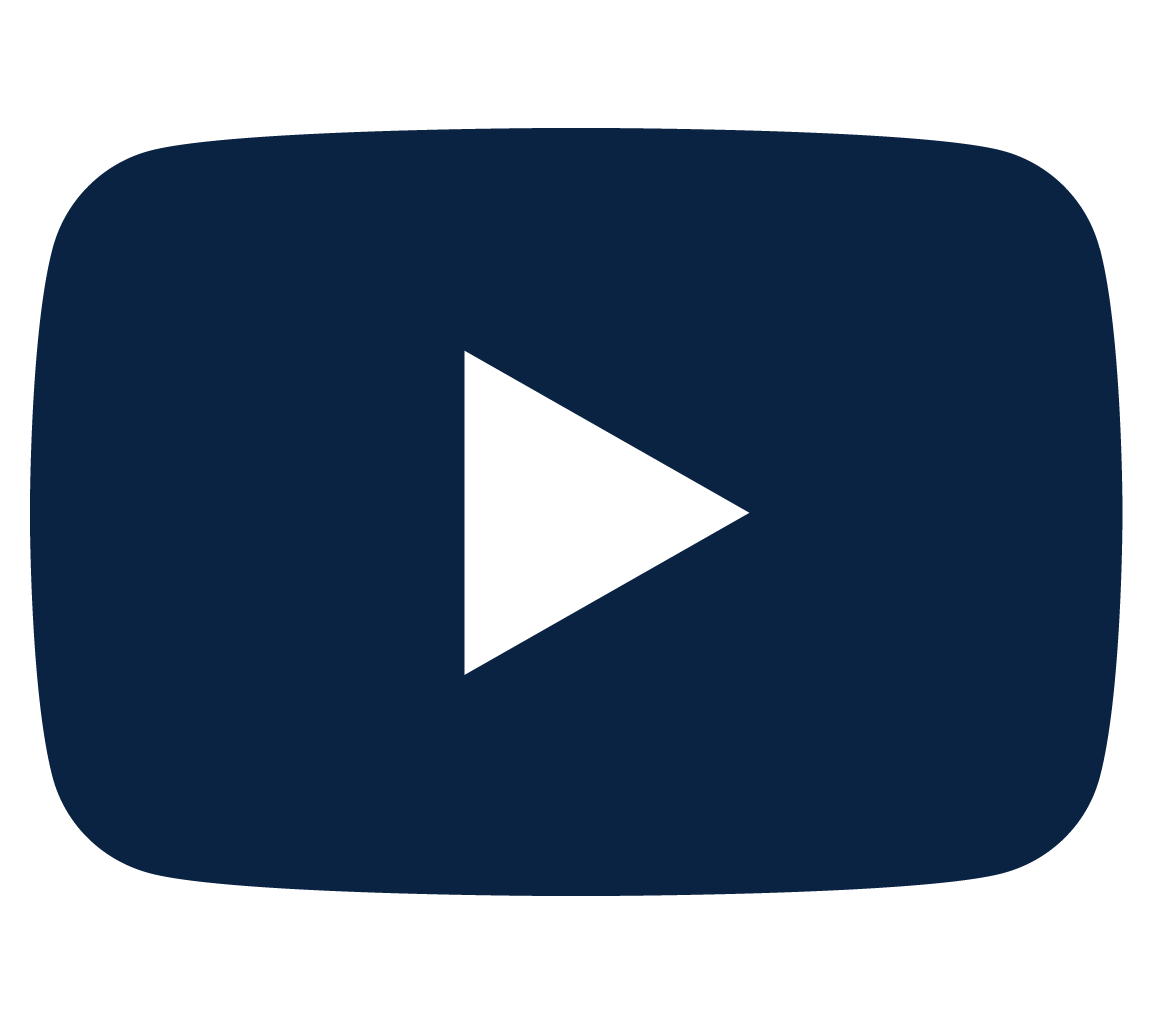 YouTube play button icon in dark blue color.