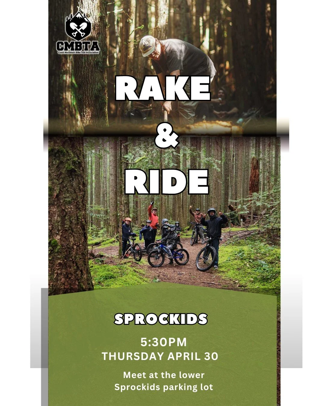Spring is a busy time on our trails, which is why it's so important to keep them maintained and riding smoothly!

Come help us out this Thursday evening in a more casual version of our classic Trail Day.  Meetup at the Sprockids lower lot at 5:30pm: 