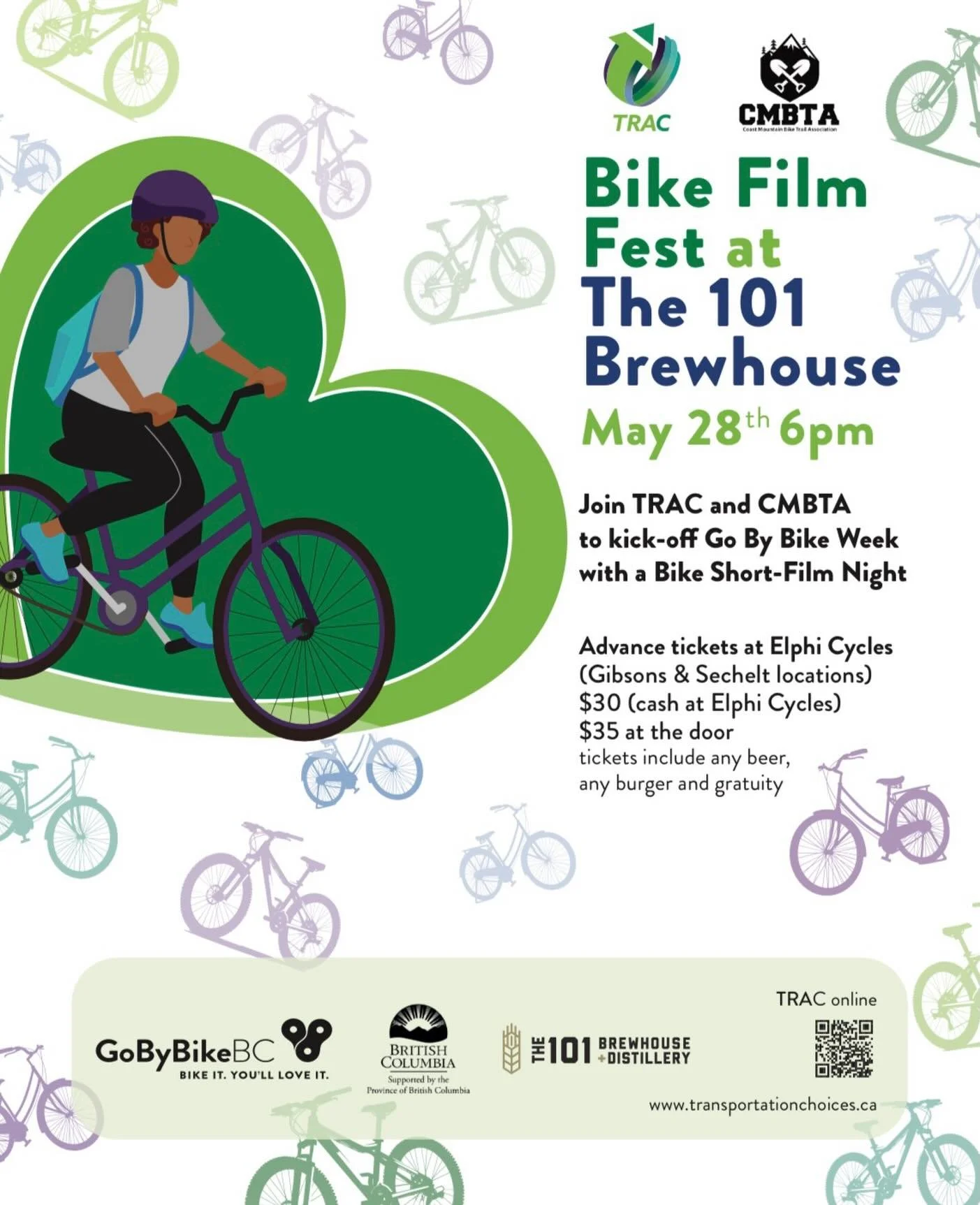 Bike Film Fest is coming to The 101 Brewhouse + Distillery on May 28.

We&rsquo;re teaming up with @coasttrac for a night of bike short films, good food, beers, and community to kick off Go By Bike Week on the Sunshine Coast.

Tickets:
$30 advance at