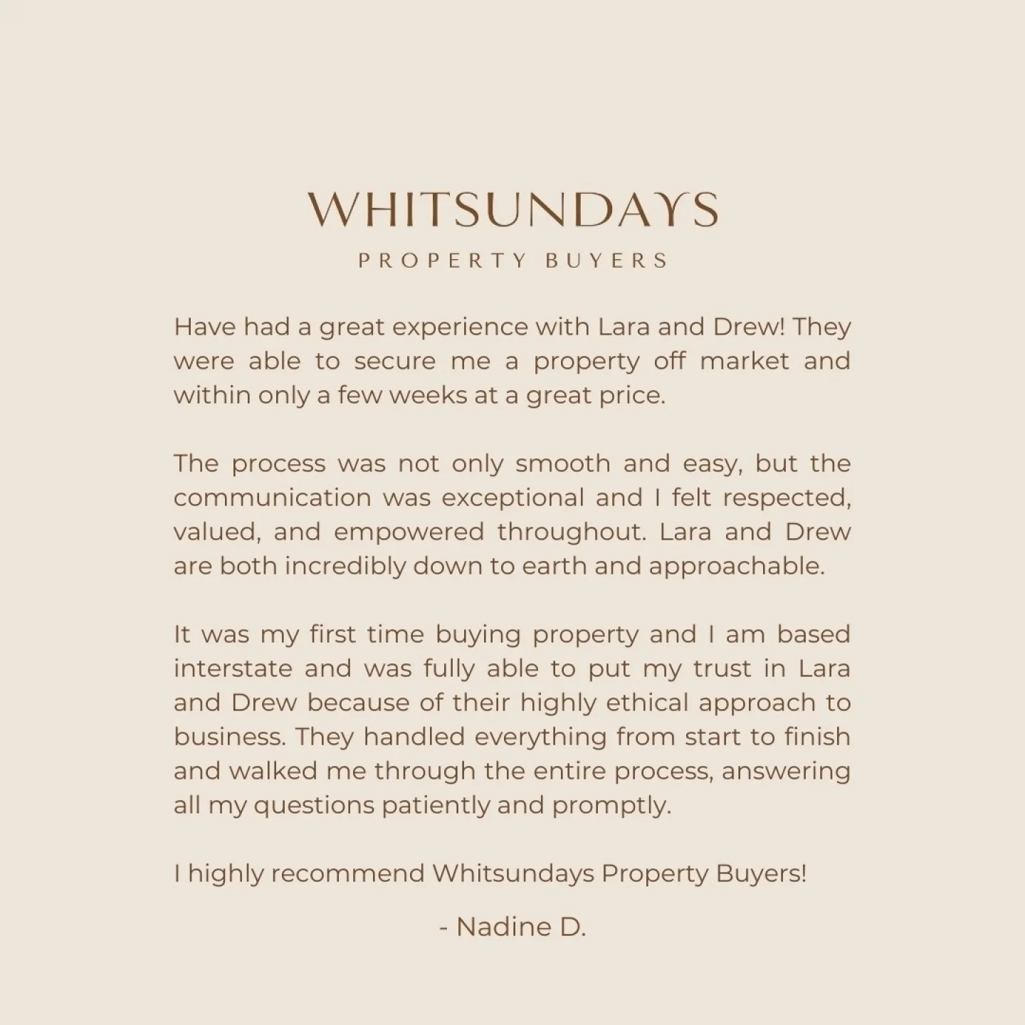 Thank you, N, for your kind words and for trusting us to guide you through your property buying journey. We&rsquo;re so grateful to have helped you secure the perfect investment - before it even hit the market.

Supporting clients like you is why we 