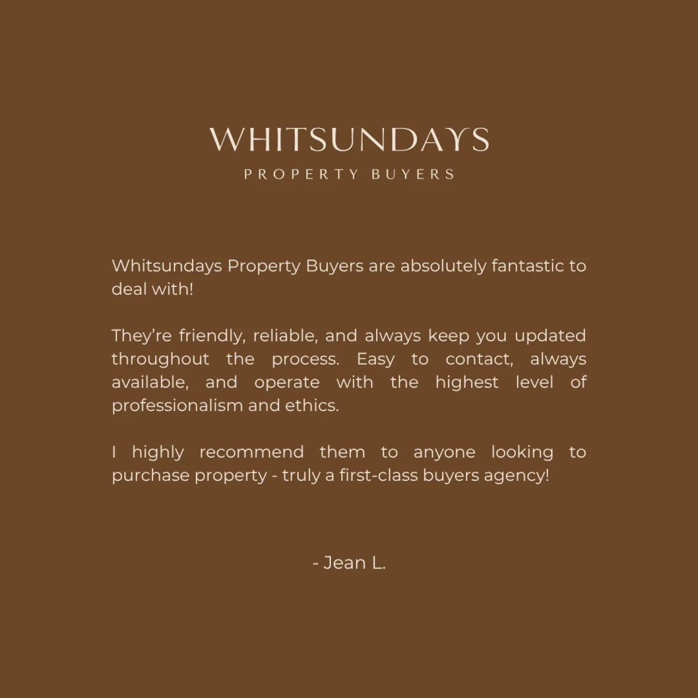 Thank you, J, for your lovely words and for being a pleasure to work alongside. 

#ThankYou #WhitsundaysPropertyBuyers #Testimonial #Review #BuyersAgent #TeamWork #Mandalay #JubileePocket #AirlieBeach #Cannonvale #HamiltonIsland