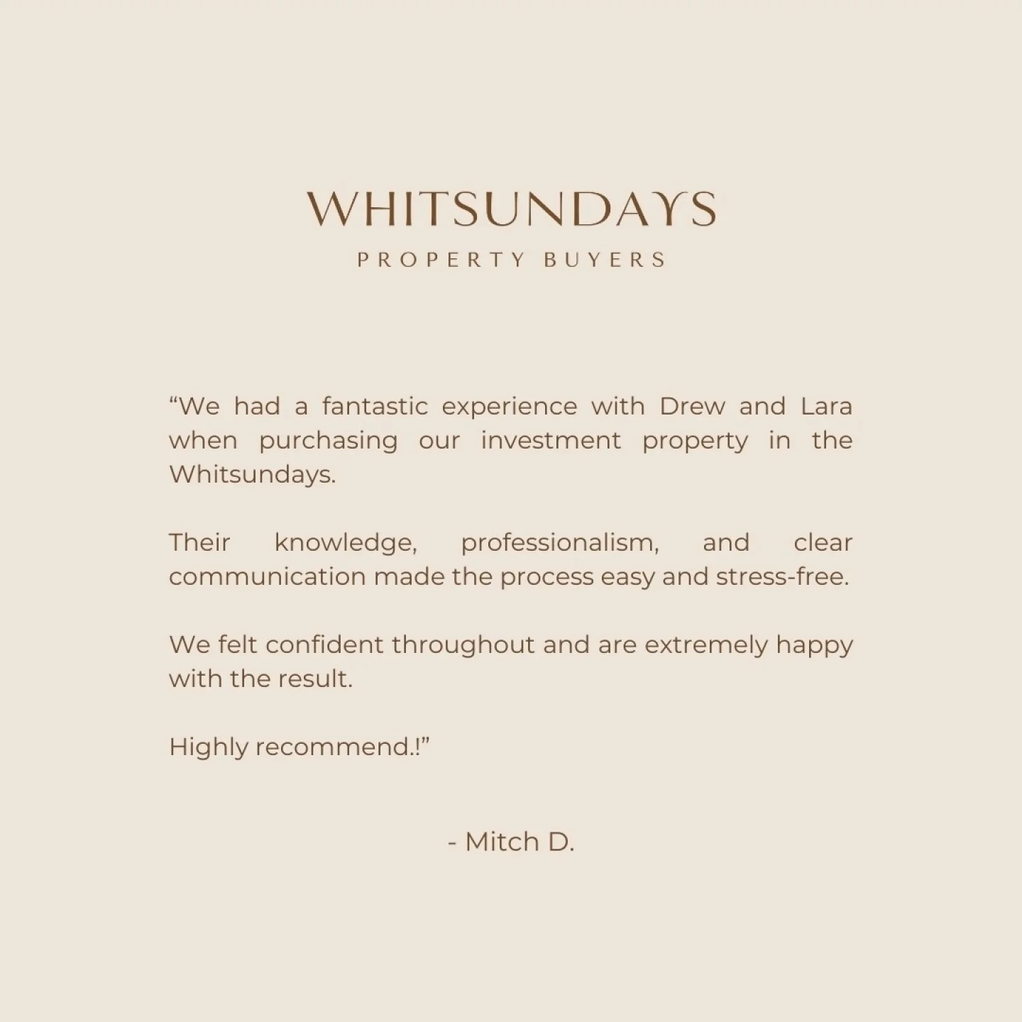 We loved working with you and are so pleased with the result. Word of mouth is the highest compliment, and we&rsquo;re especially thankful to your friends who purchased with us back in 2024 and recommended our services to you. Congratulations again g