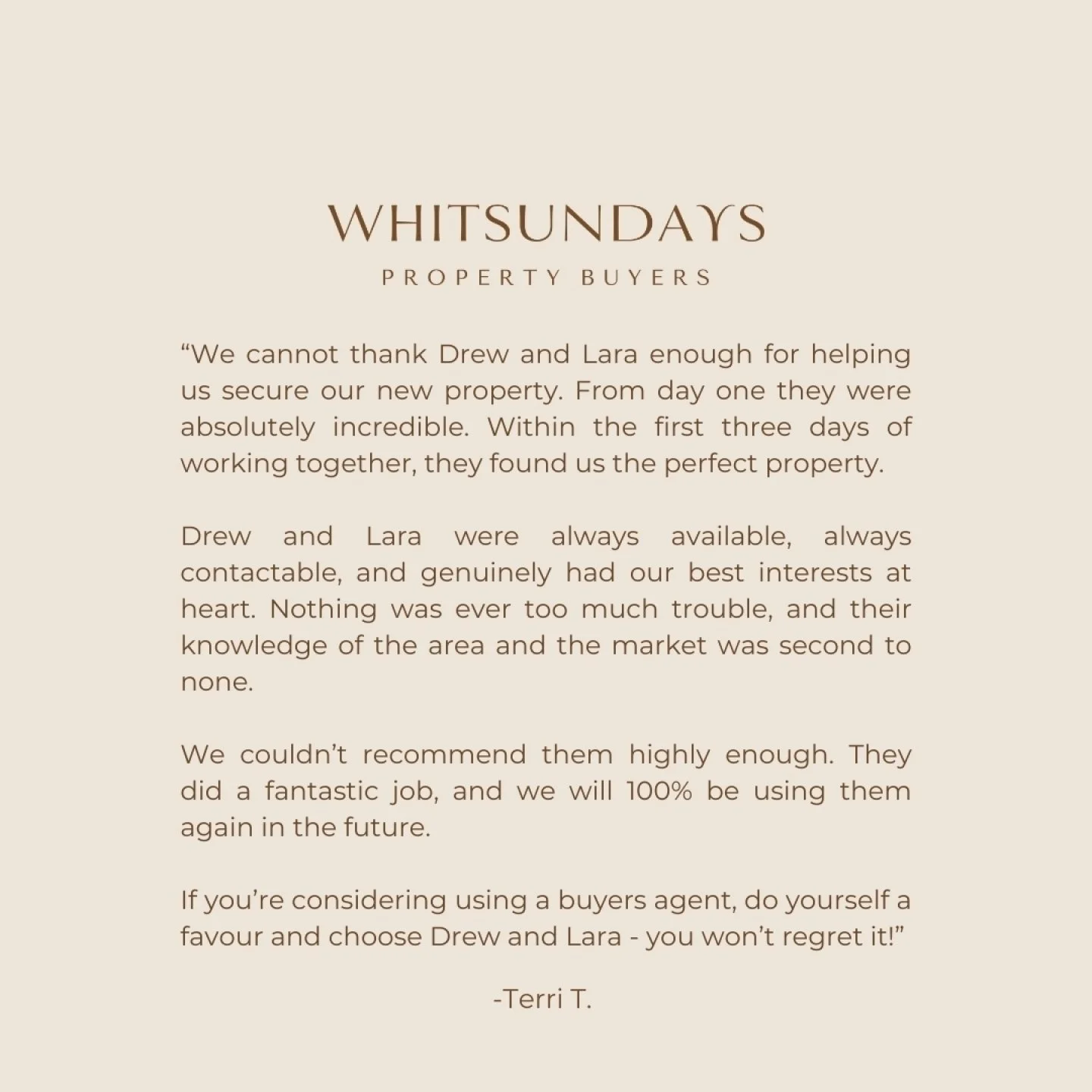 We really appreciate the kind words - it was a pleasure guiding you through securing your investment in the Whitsundays. An awesome pre-market purchase! Thank you for placing your trust in us. 

#HappyClients #RepeatClients #ClientFeedback #Testimoni