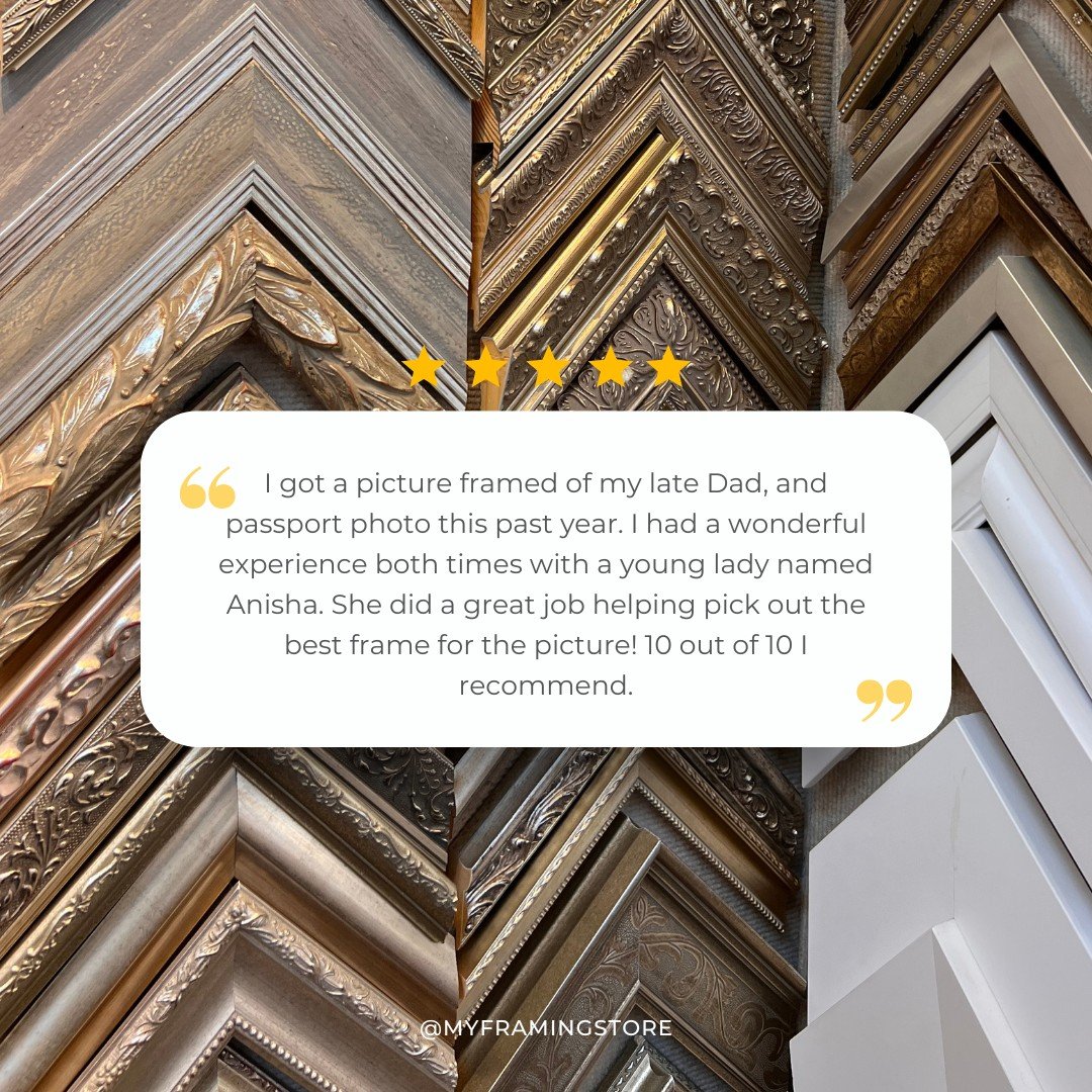 🙏❤ thank you so much. We are so honored when customers come in to frame photos of those who have moved on. Thank you so much for taking the time to write this kind review for us.

#customerreviews #customframe #customframes
#customframer #customfram