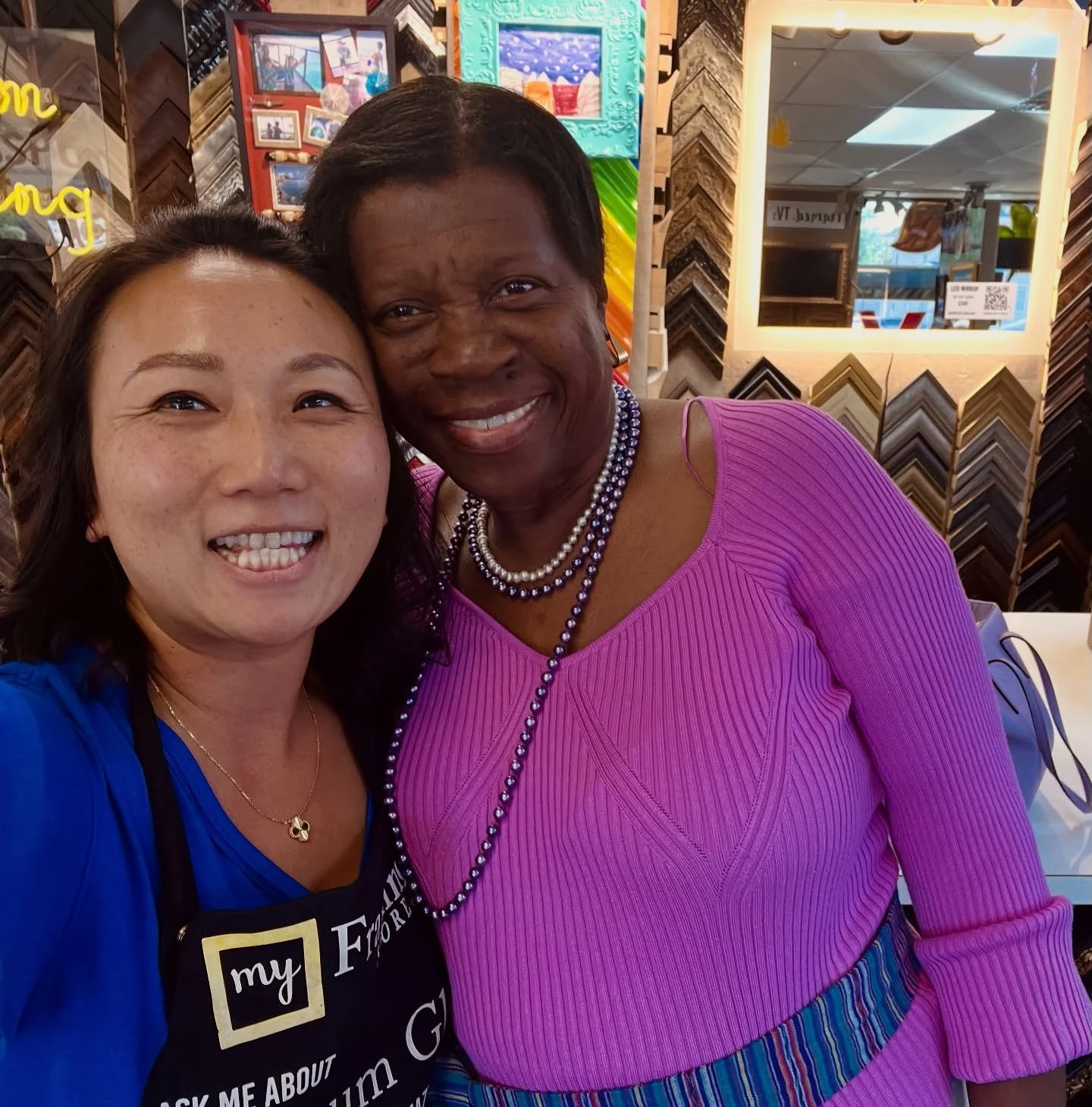 Meet Ms. Washington &mdash; one of our dearest clients and friends. I&rsquo;ve had the joy of framing for her for over 18 years! She&rsquo;s been with us since our previous shop, and we love when she pops in to surprise us with a visit. 💜
.
.
.
#bes