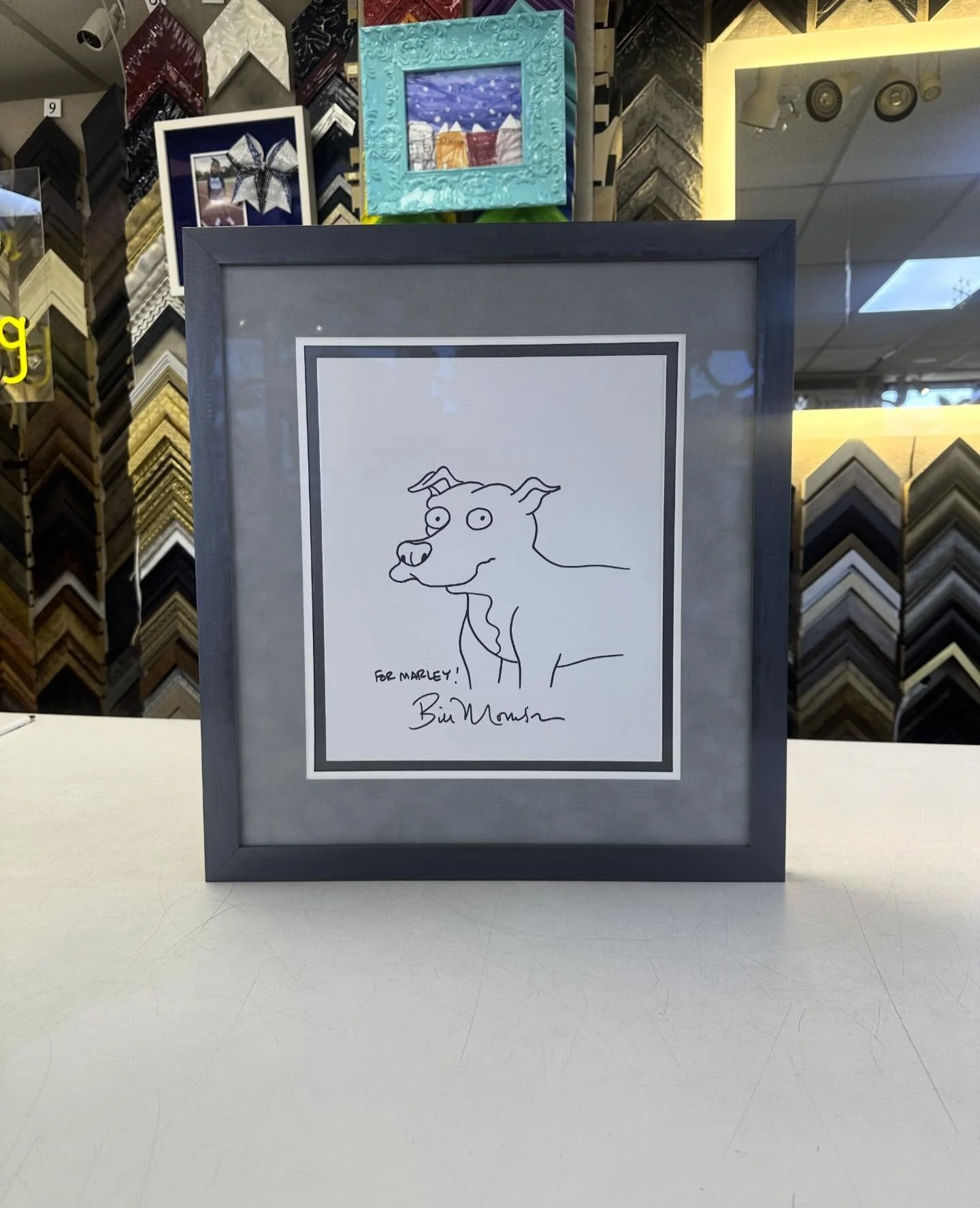 Bringing personal pieces to life with custom framing. Get your pet&rsquo;s portrait framed with us!
.
.
.
#myframingstore #customframing #portrait #edisonnj #framingart #nj #petportrait #pet #billmorrison #thesimpsons