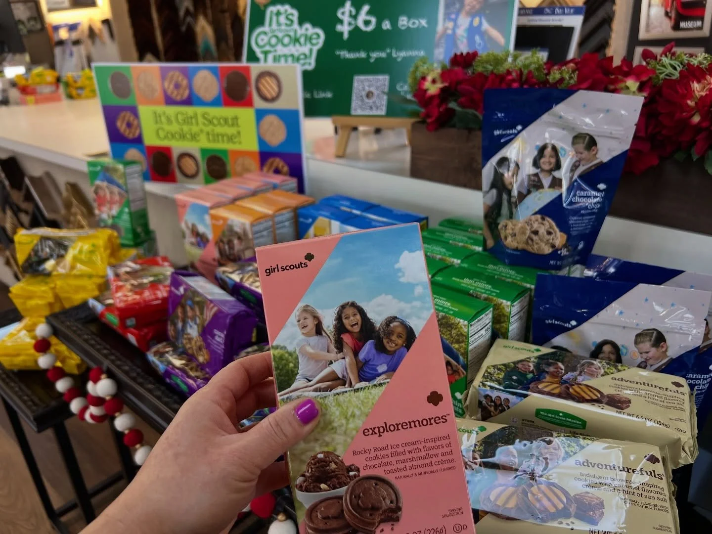Stocking up for (the next) storm? Don&rsquo;t forget to load up on Girl Scout Cookies! Available for a limited time, stop in today 🍪💚