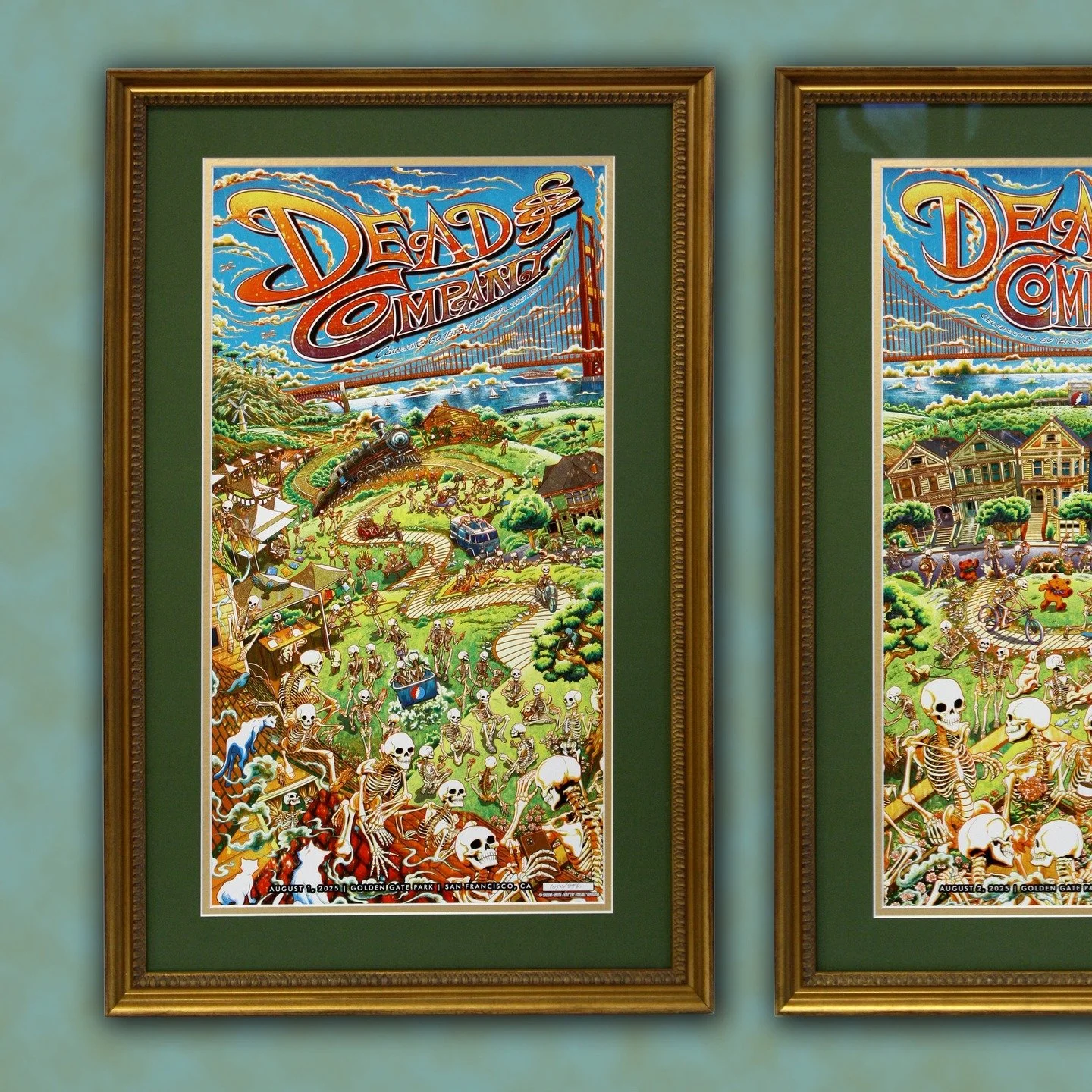 Set of three Dead &amp; Company Posters that create a continuous image. Framed with Museum Glass for the best clarity to show the most detail. 

#customframing #truvue #concertposter #goldengatepark #gratefuldead